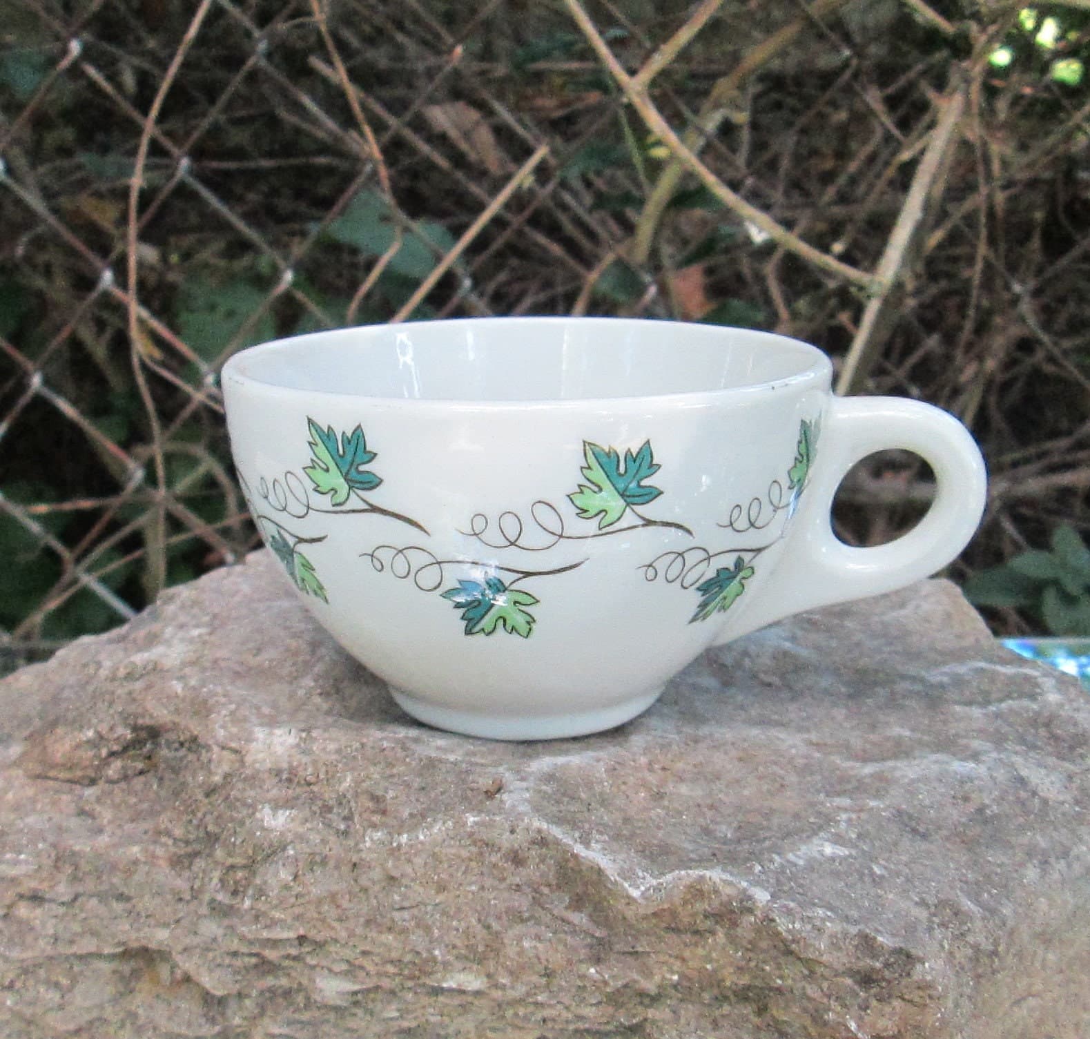 Vintage Syracuse China Green Concord Pattern Restaurant Ware Coffee Cup