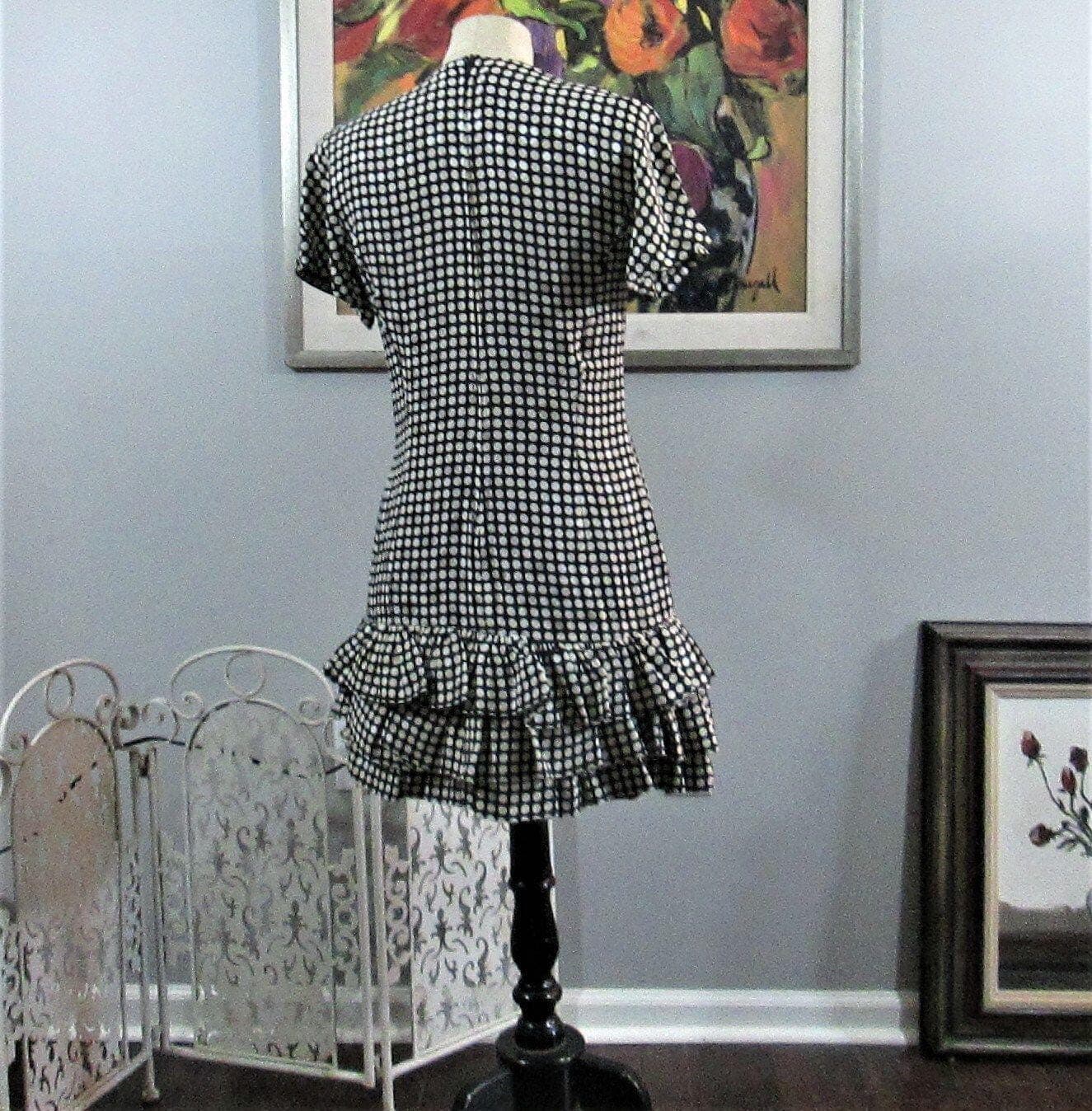 Vintage 80s Louis Feraurd Polka Dot Silk Cutout Mini Dress - Thumbnail 3