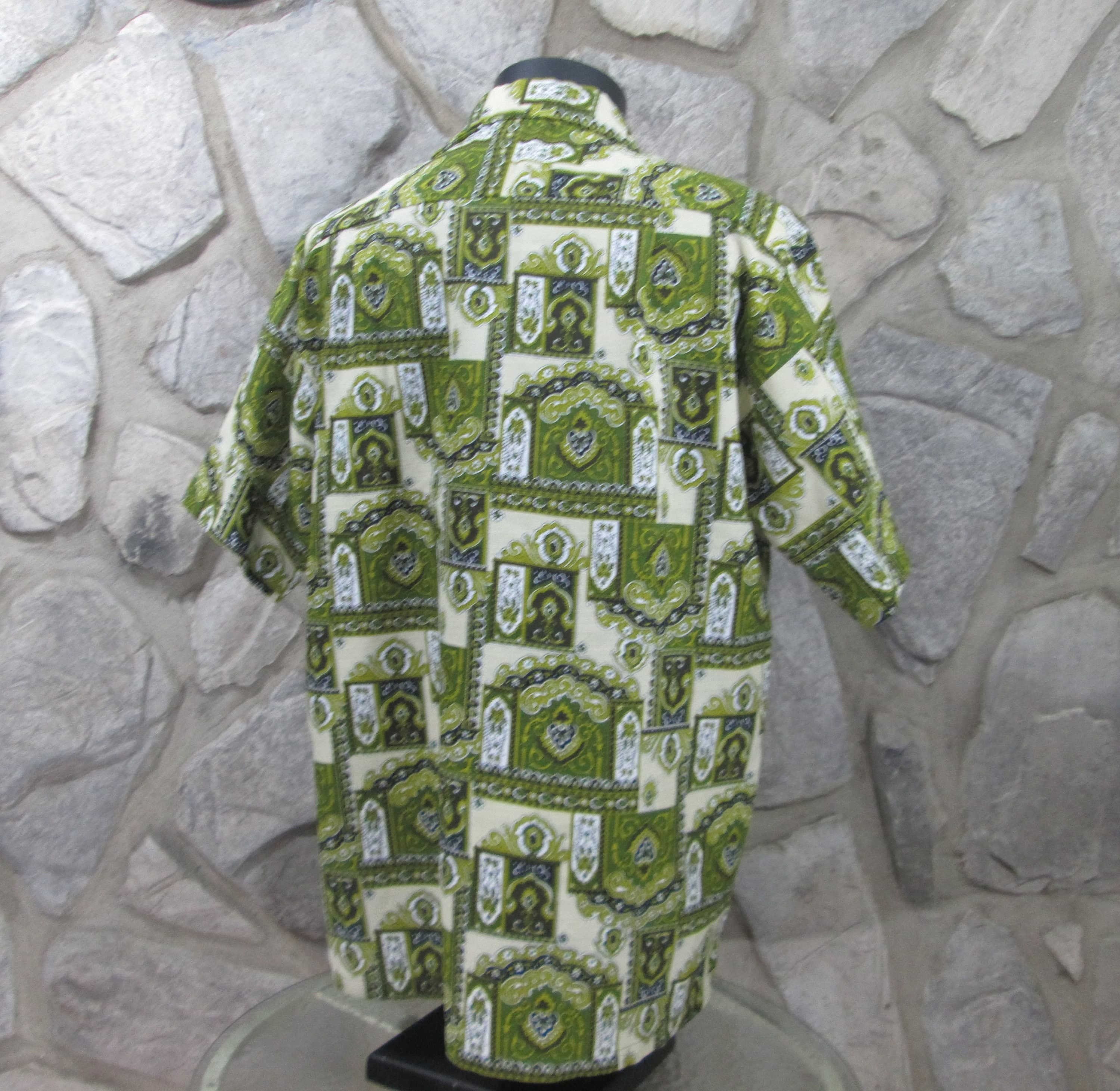 Vintage 1960's Sears Green Hawaiian Luau Shirt - Thumbnail 3