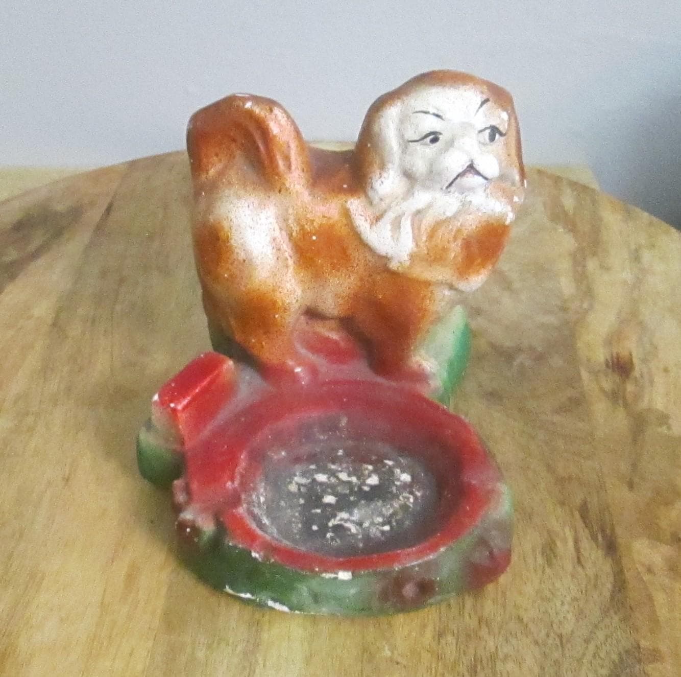 Vintage Chalkware Pekingnese Ashtray - Thumbnail 2