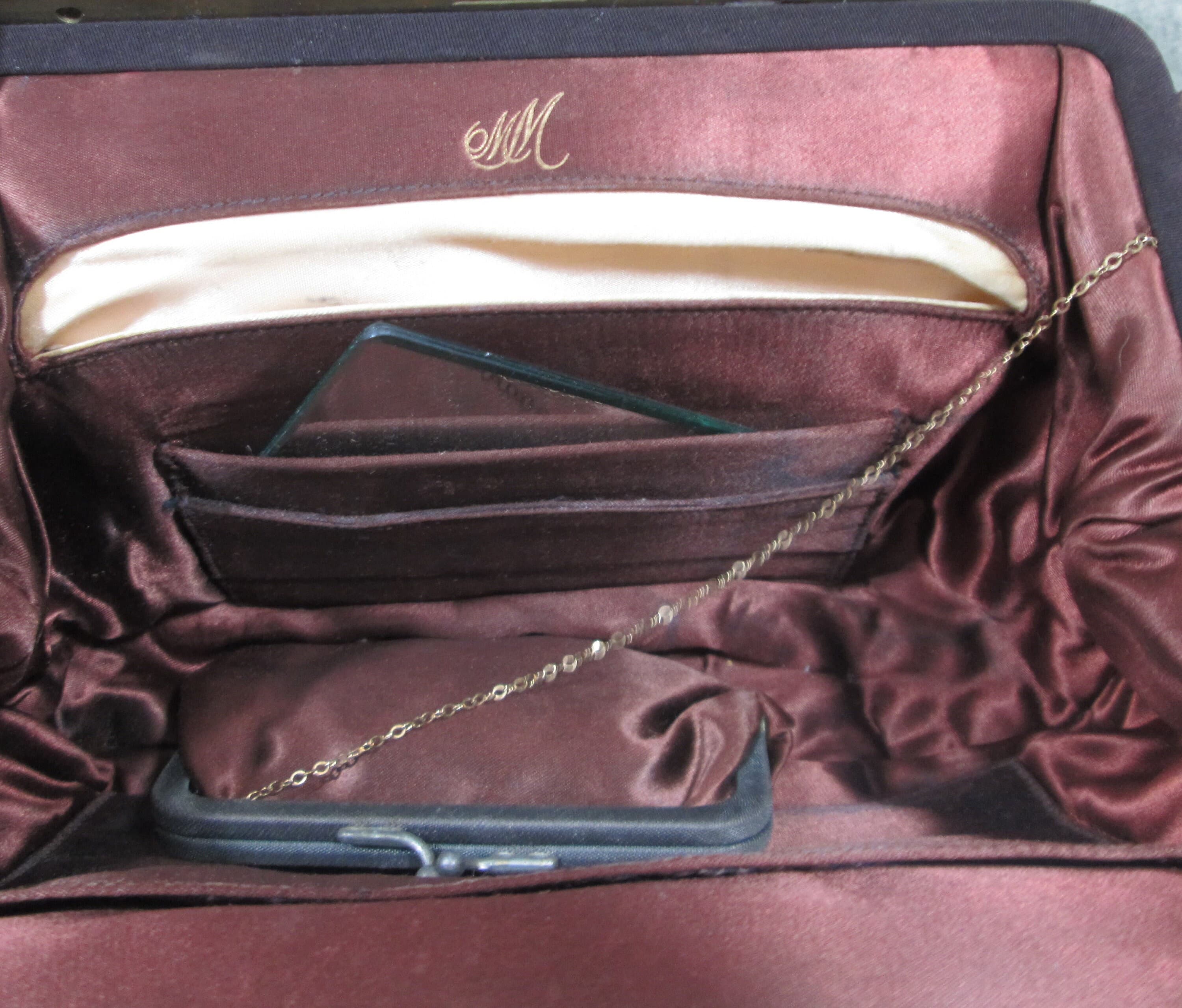 Vintage 1940's MM Brown Evening Bag - Thumbnail 3