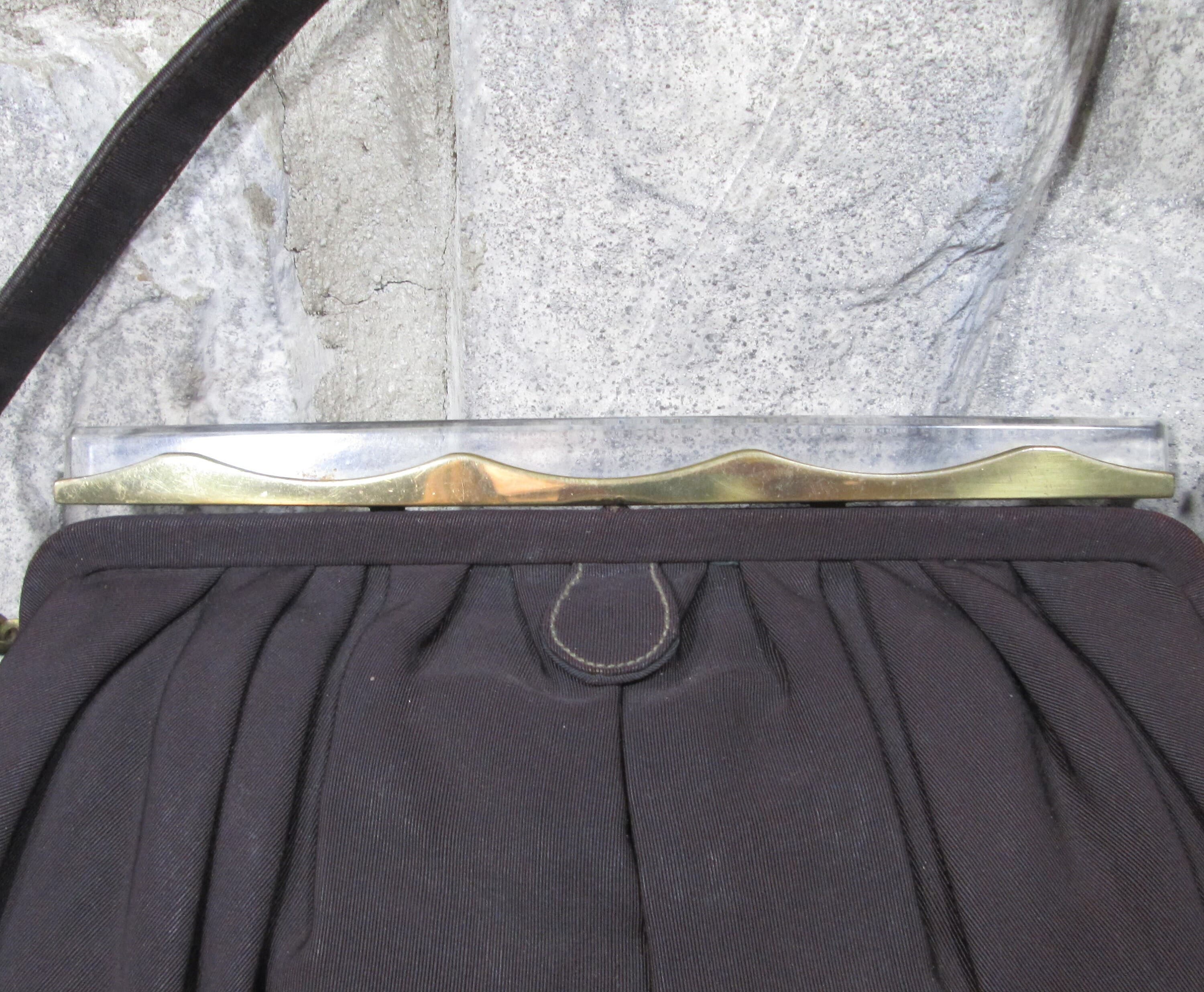 Vintage 1940's MM Brown Evening Bag - Thumbnail 2