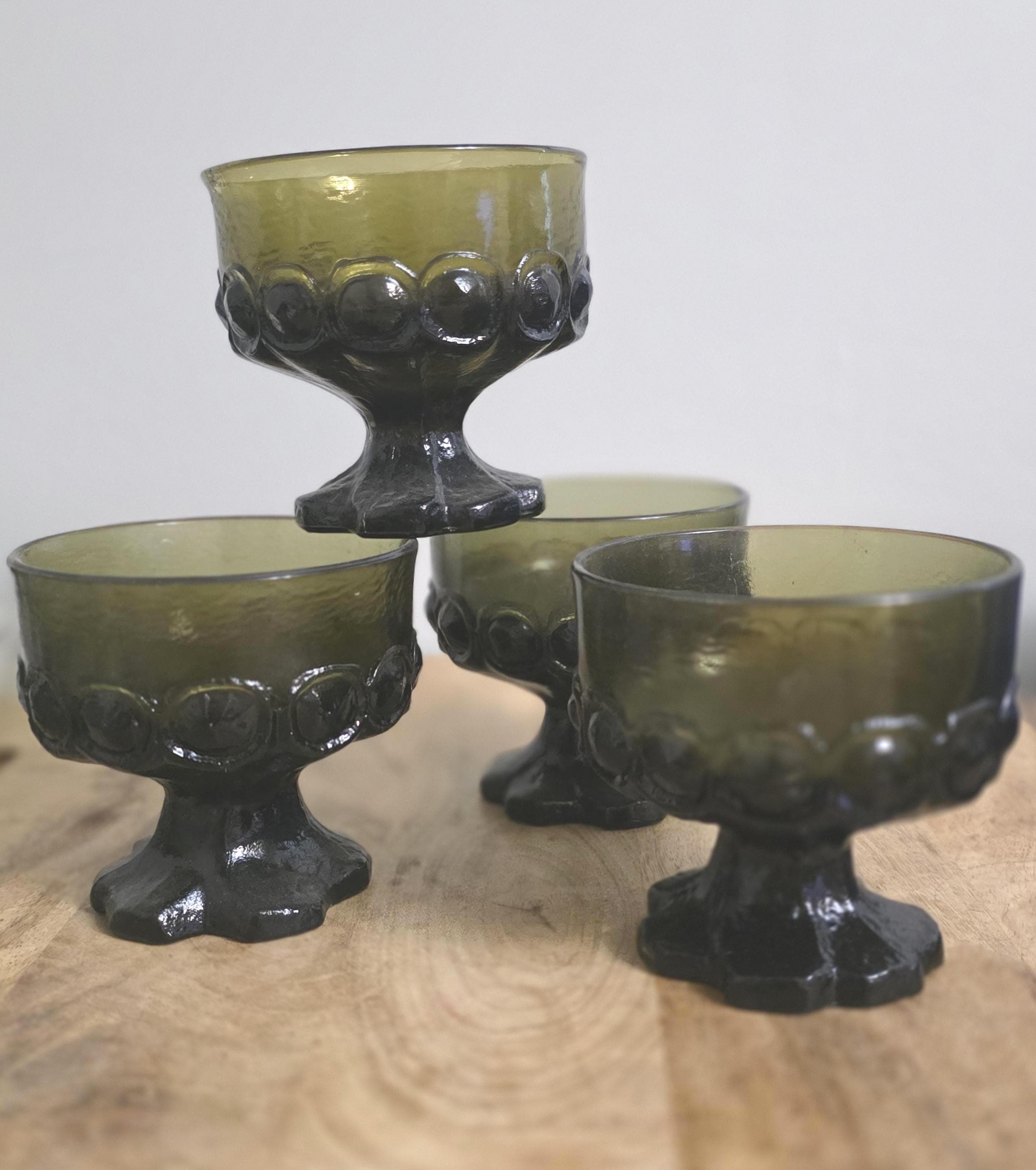 Franciscan Green Glass Madeira Coupes Dessert Dishes