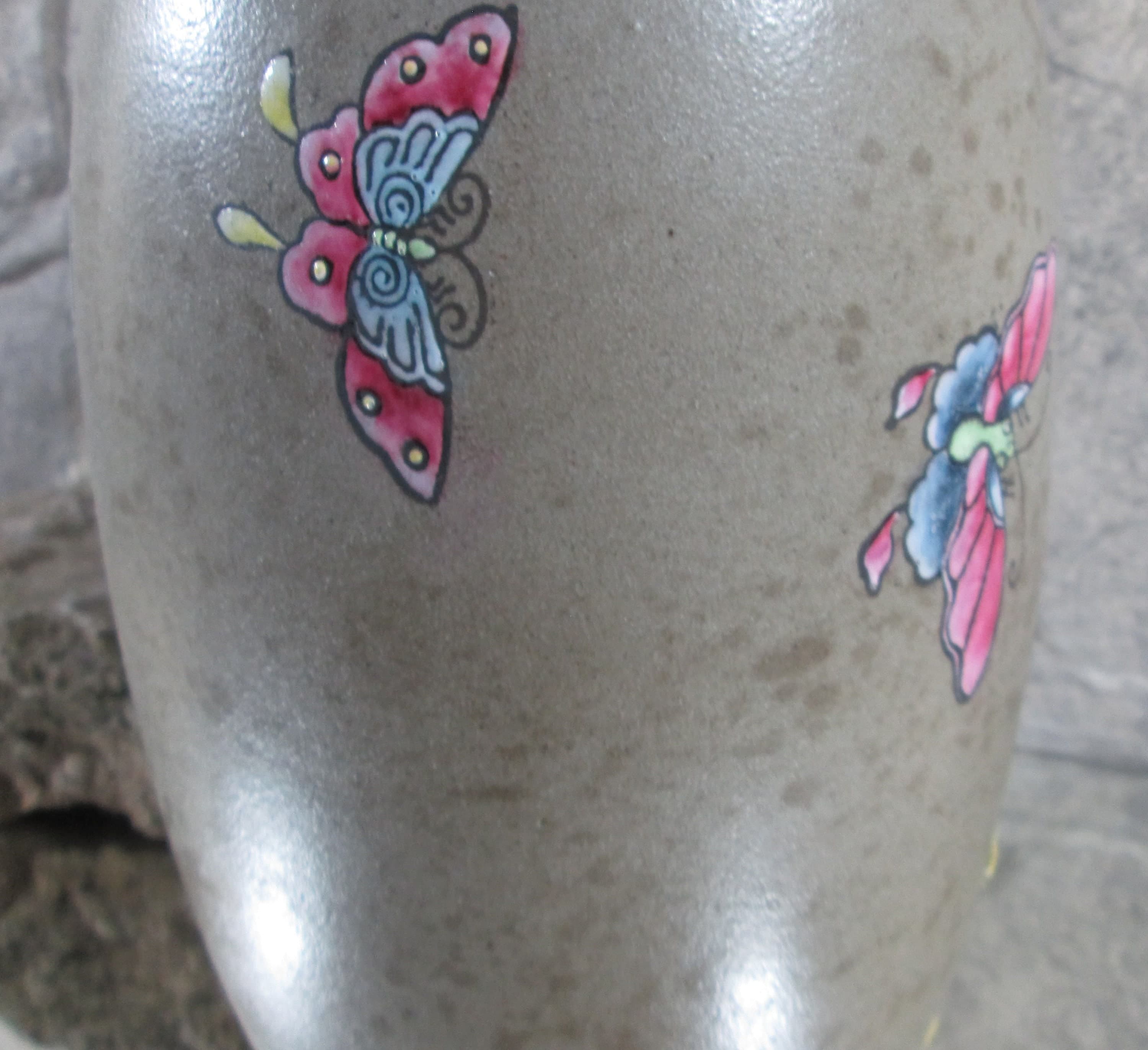 Vintage Pottery Jug Floral Design Vase - Thumbnail 3