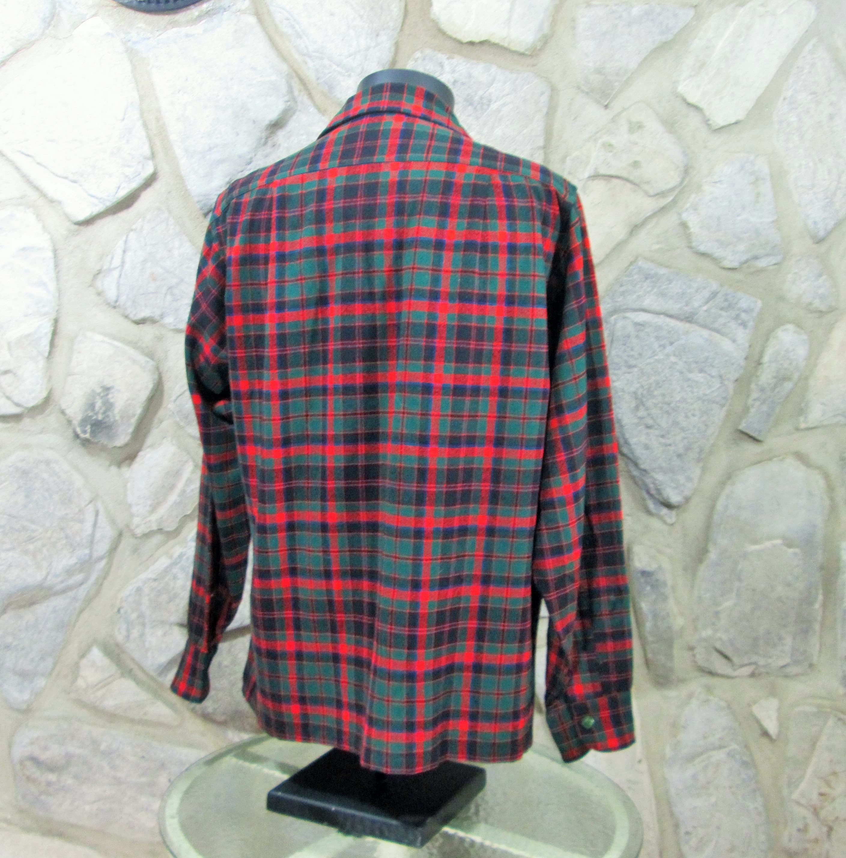 Vintage 1960 Red & Green Plaid Pendleton Board Shirt - Thumbnail 3