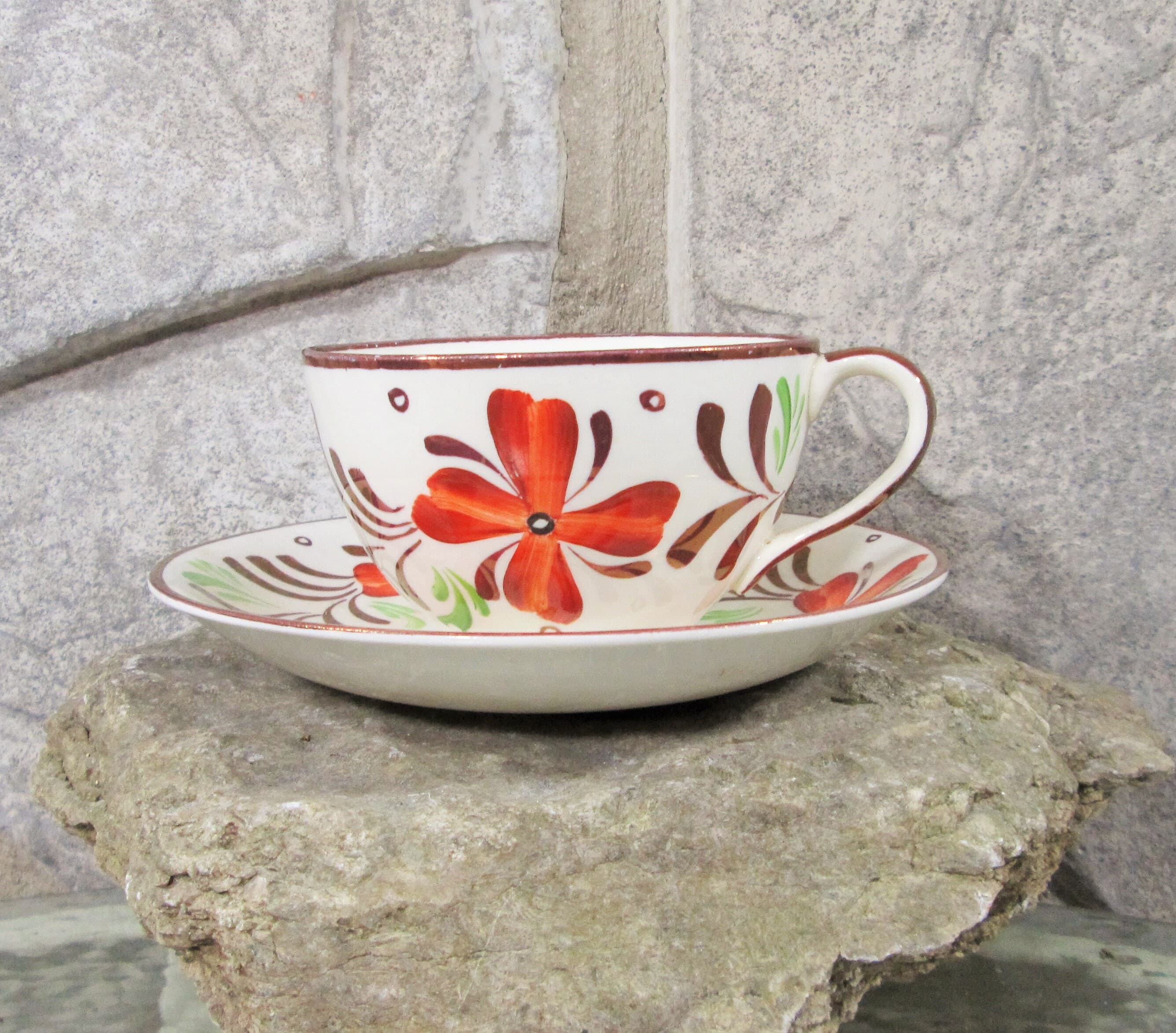 Vintage Gray's Pottery England Copper Luster Cup and Saucer - Thumbnail 2