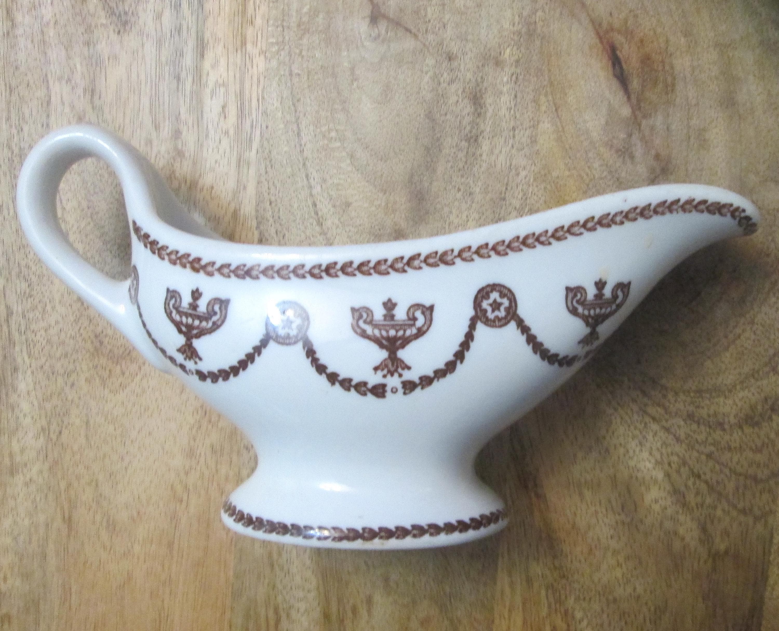 Vintage Syracuse China Restaurant Ware /Diner Brown St. Elmo Gravy Boat - Thumbnail 2