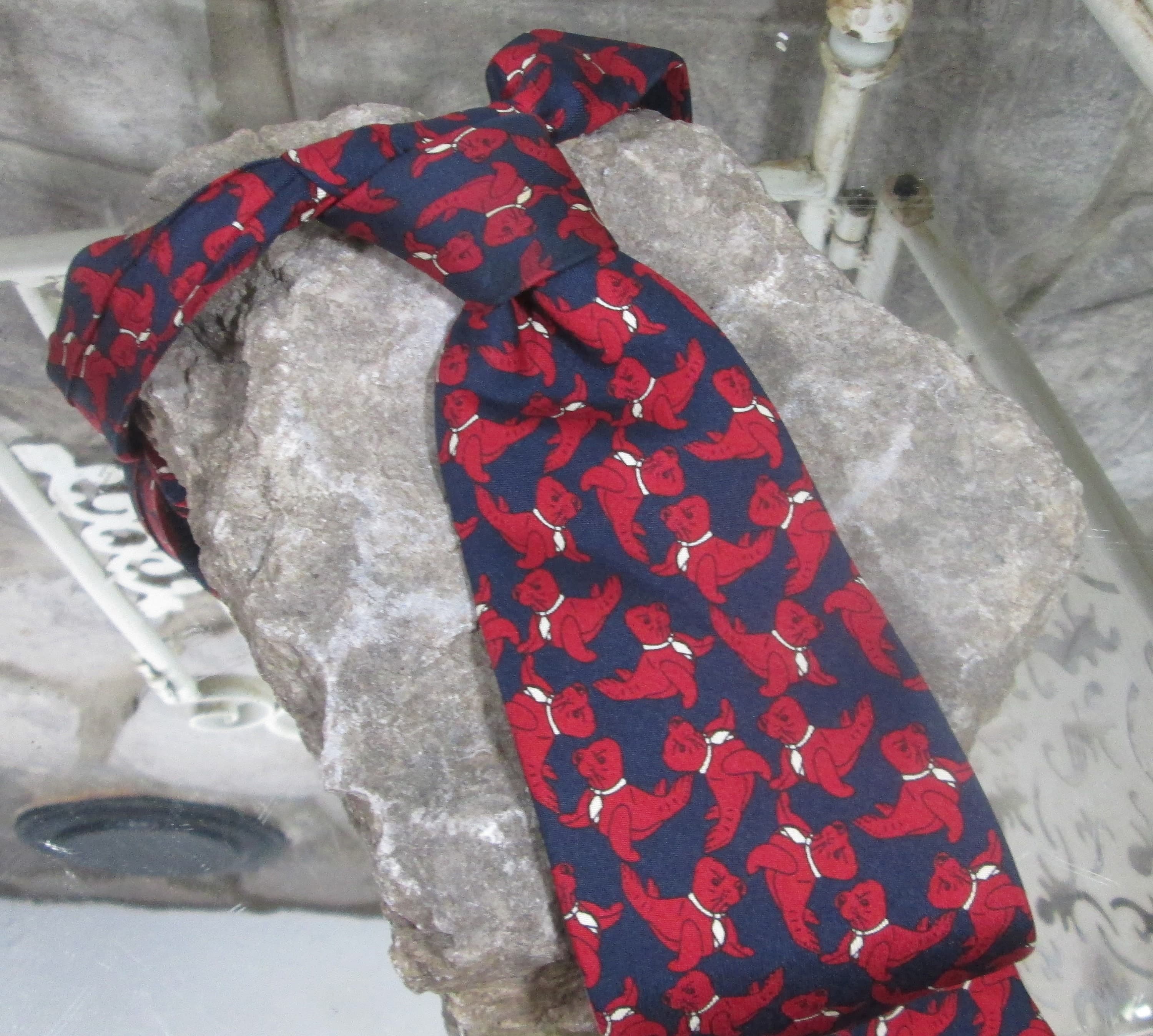 Vintage Old River Red Seal Silk Neck Tie