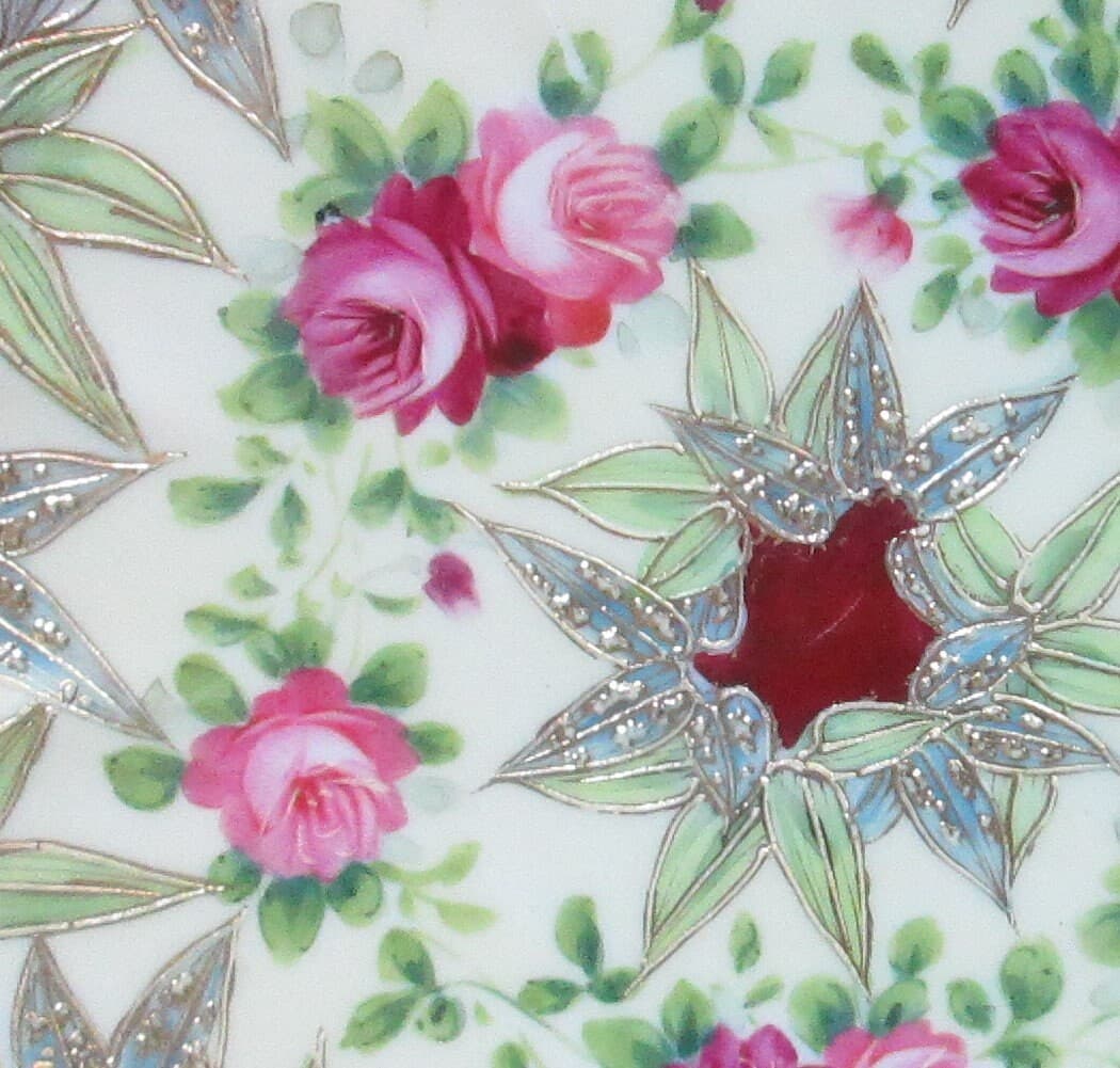 Vintage Handpainted Enameled Rose Plate - Thumbnail 2