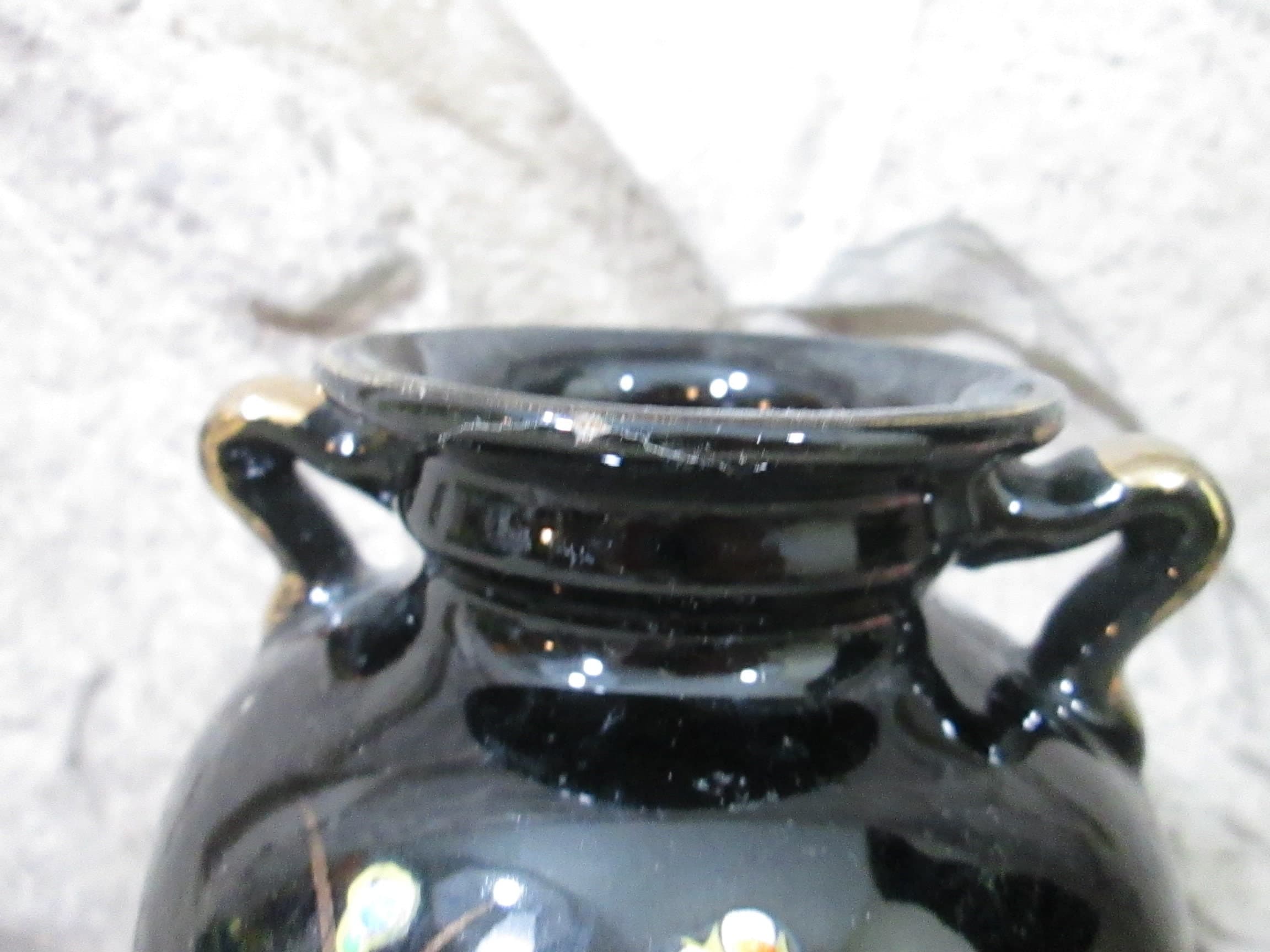 Vintage 1930s Black Ceramic Japanese Vase - Thumbnail 4