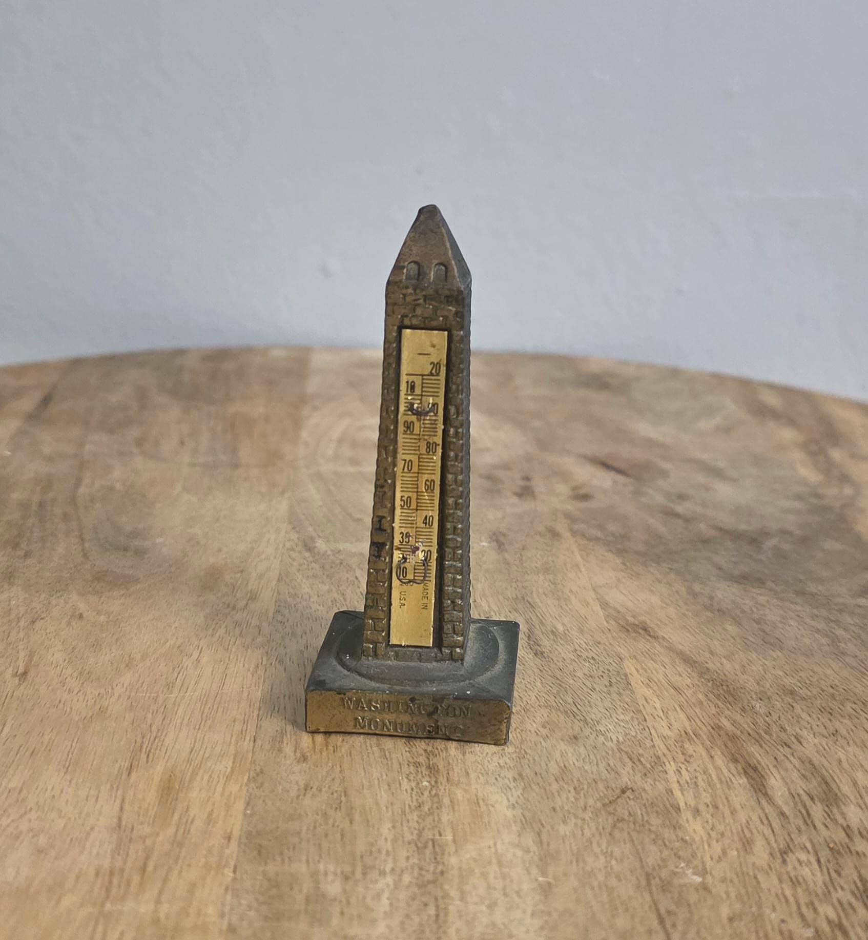 Vintage Washington Monument Metal Souvenir Thermometer