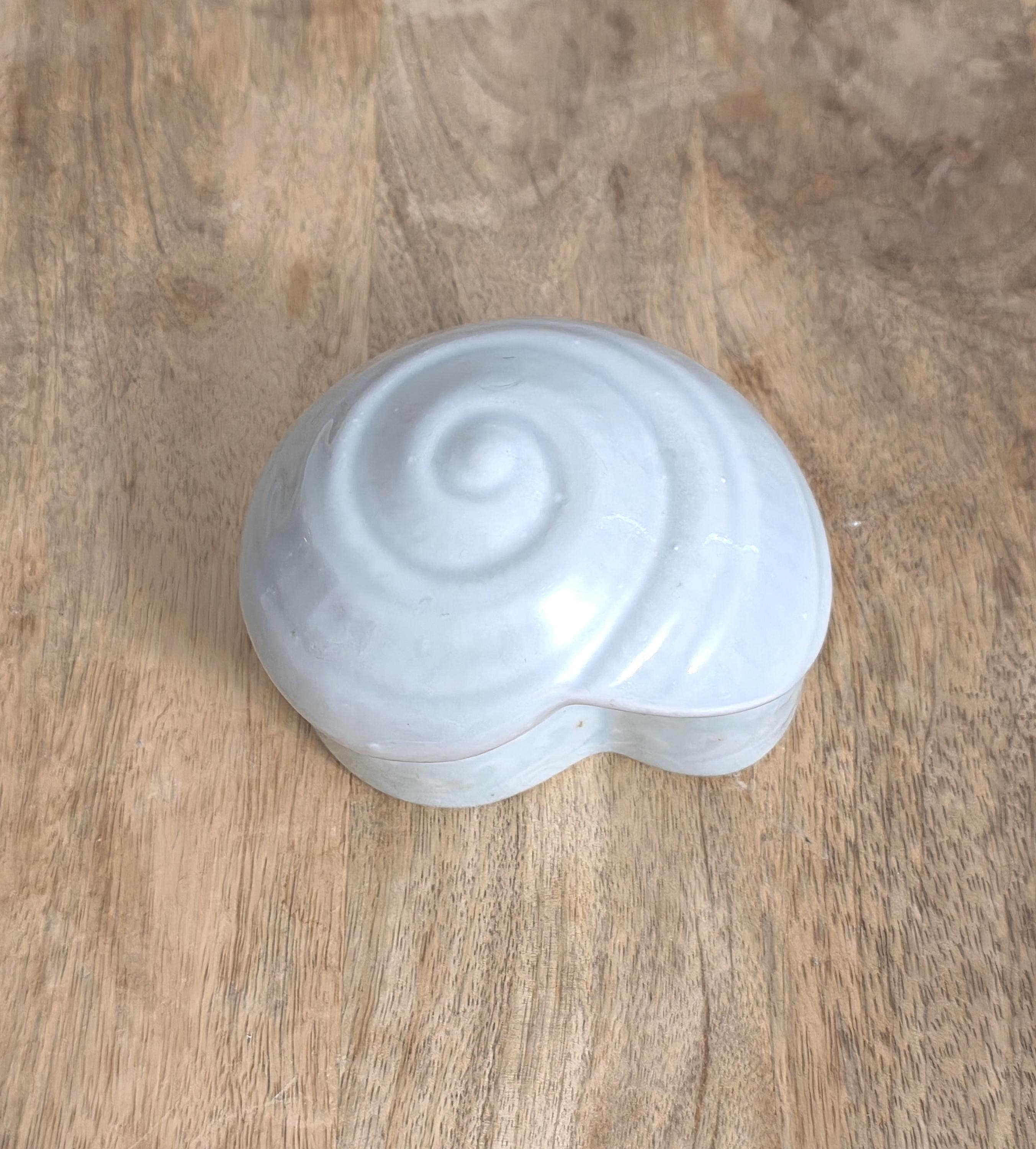 Vintage Celadon Seashell Trinket Box