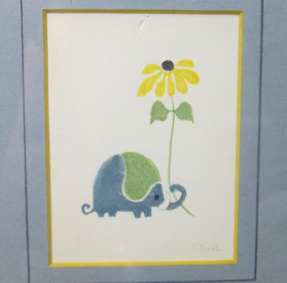 Vintage Polly French Vegetable Block Elephant Print