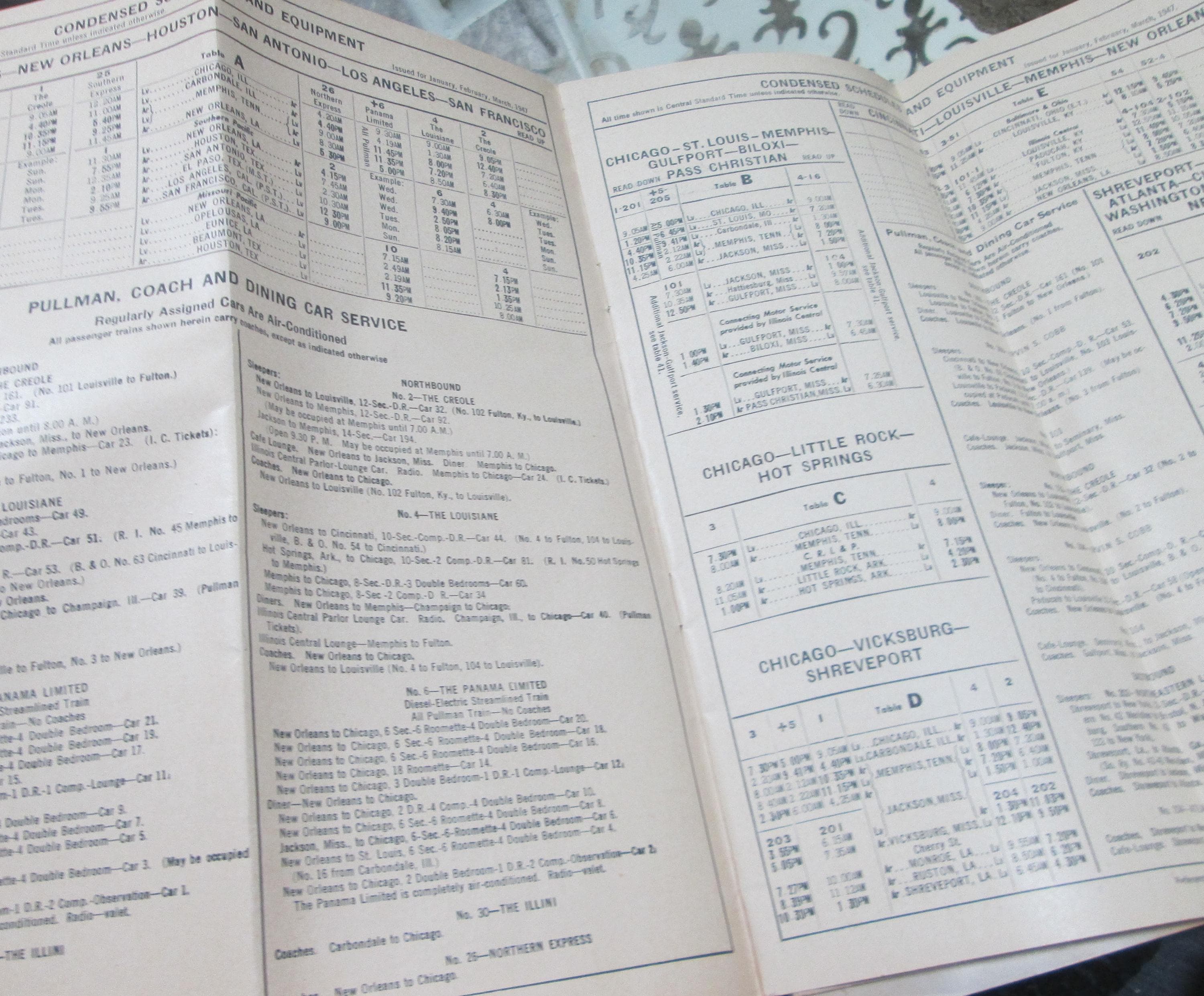 Vintage Illinois Central Railroad Time Tables, 1947 - Thumbnail 3