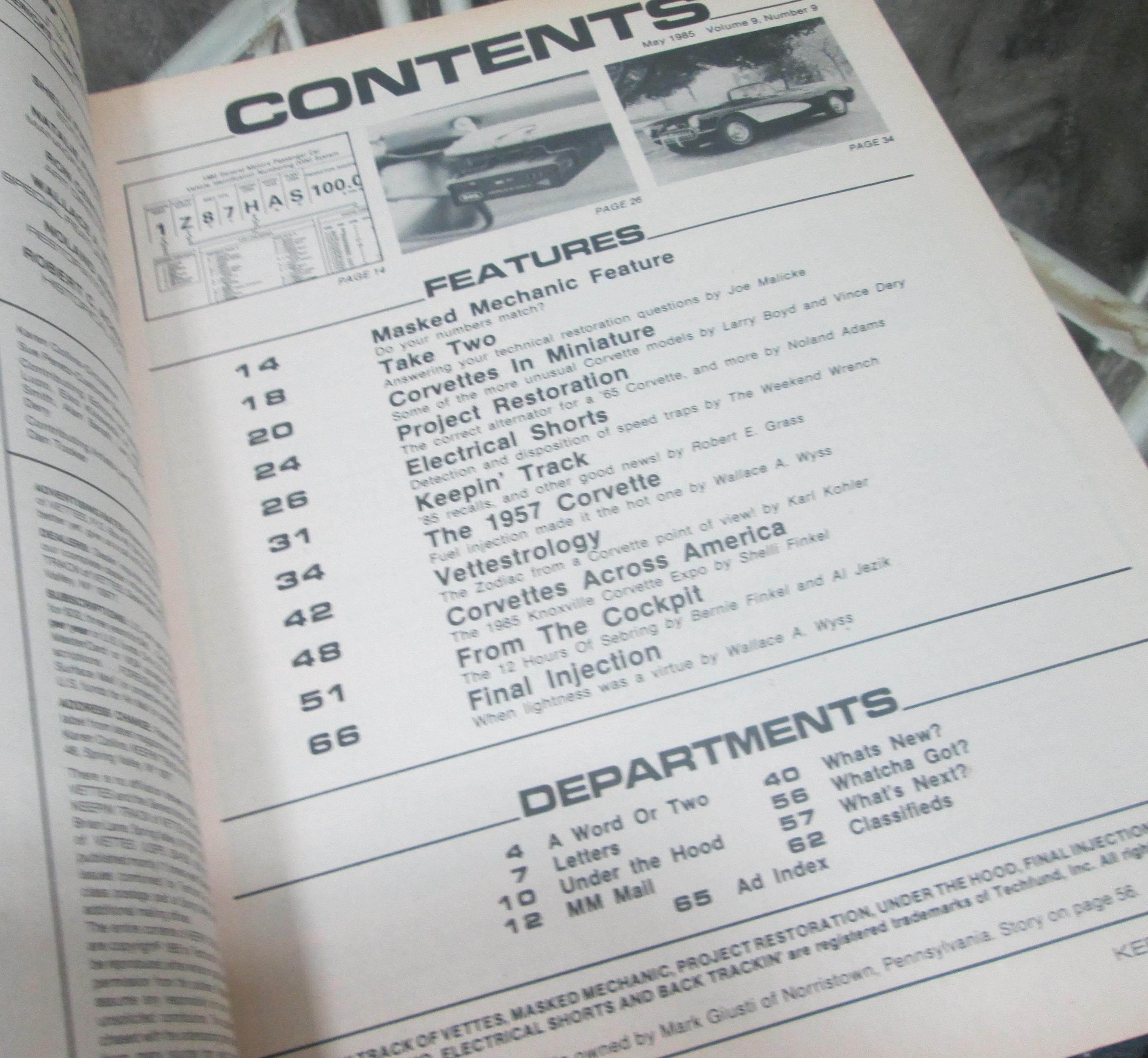 Vintage Corvette Magazine, Keepin' Track of Vettes, May, 1985 - Thumbnail 2
