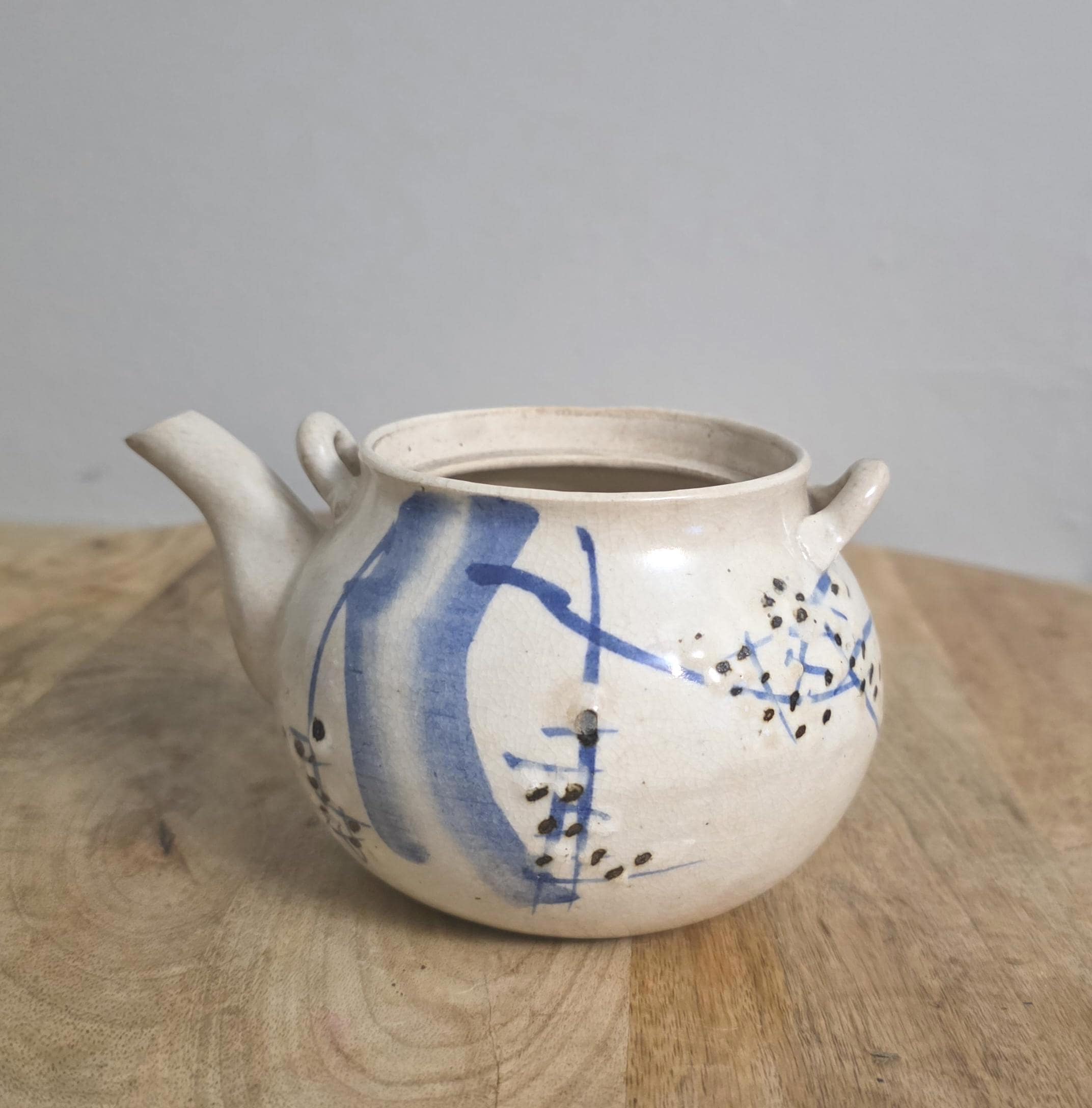 Antique Japanese Blue Design Pottery Teapot