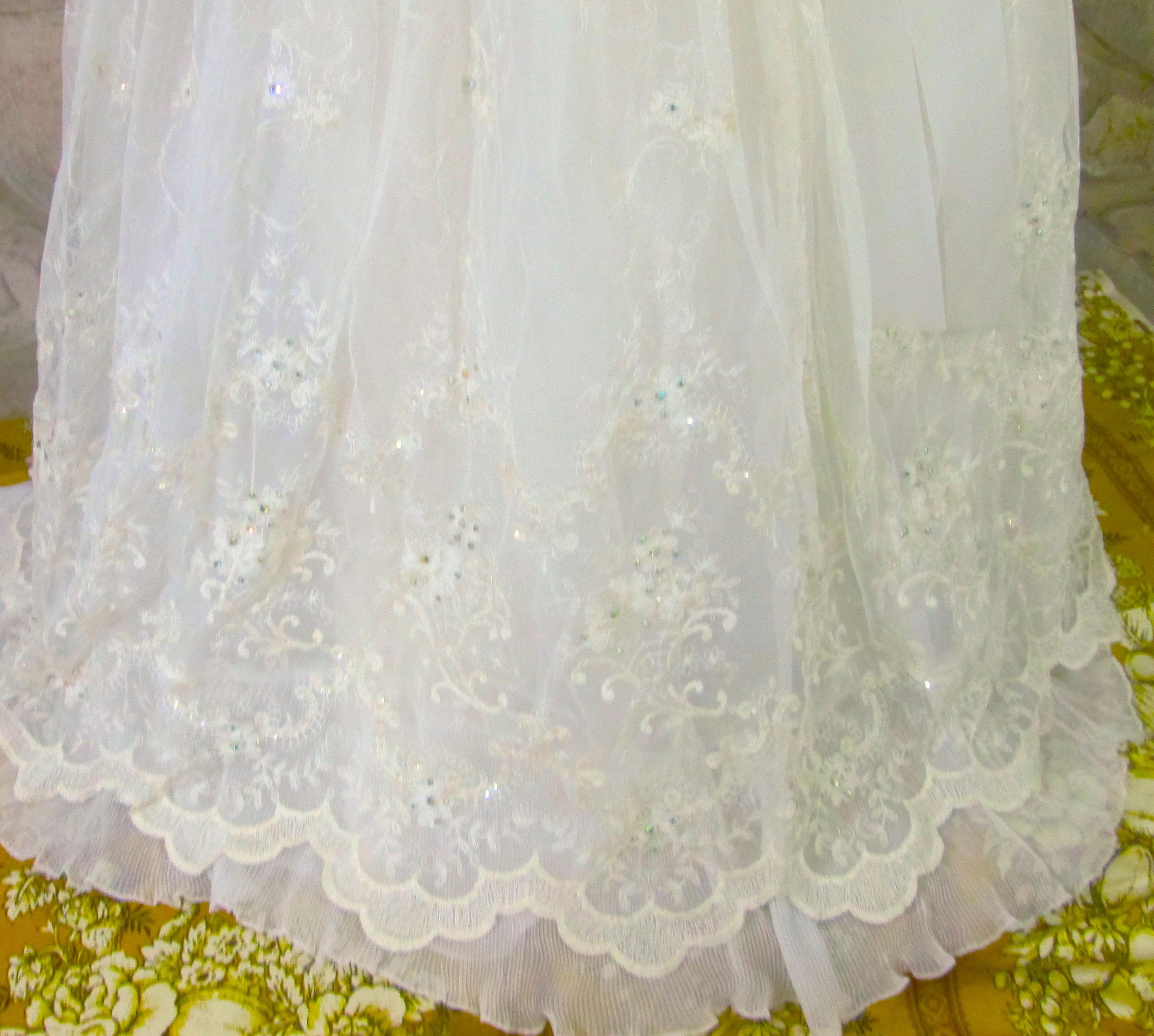 Vintage 80's Ruffled Sleeve Princess Dress - Thumbnail 3