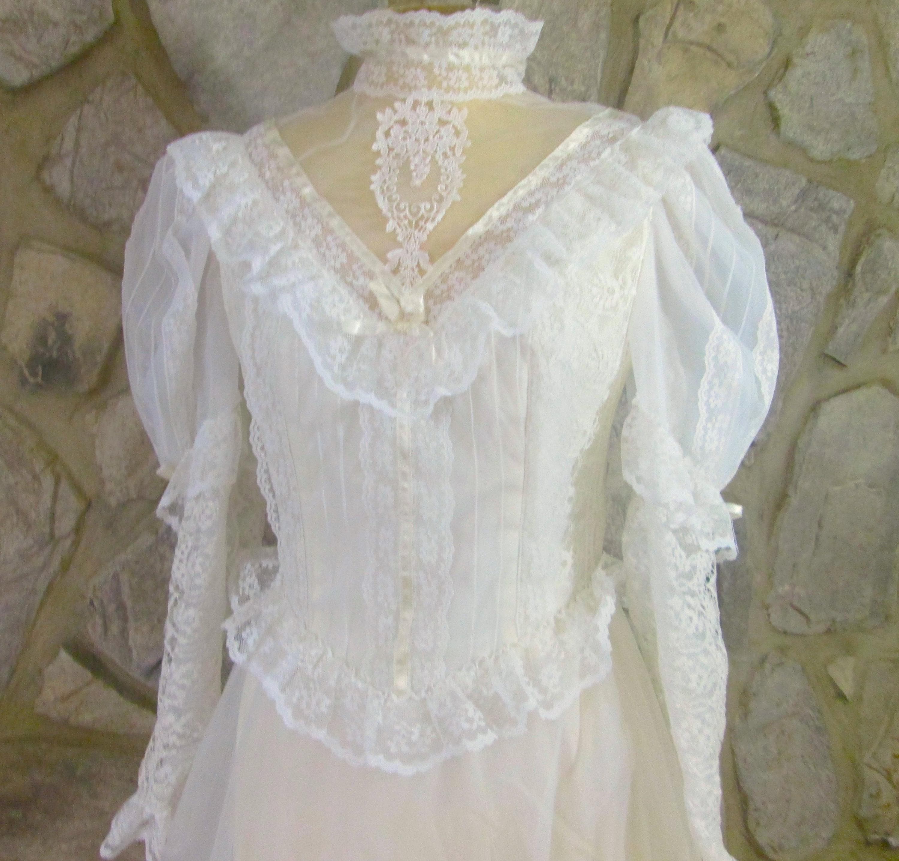 Vintage 80's Renaissance Style Wedding Gown