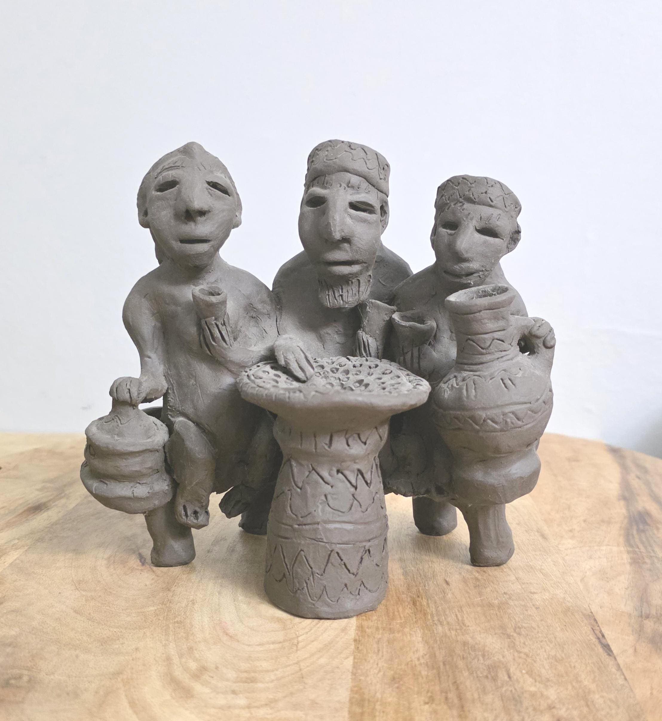 Vintage South American Peruvian Heavy Pottery Figures