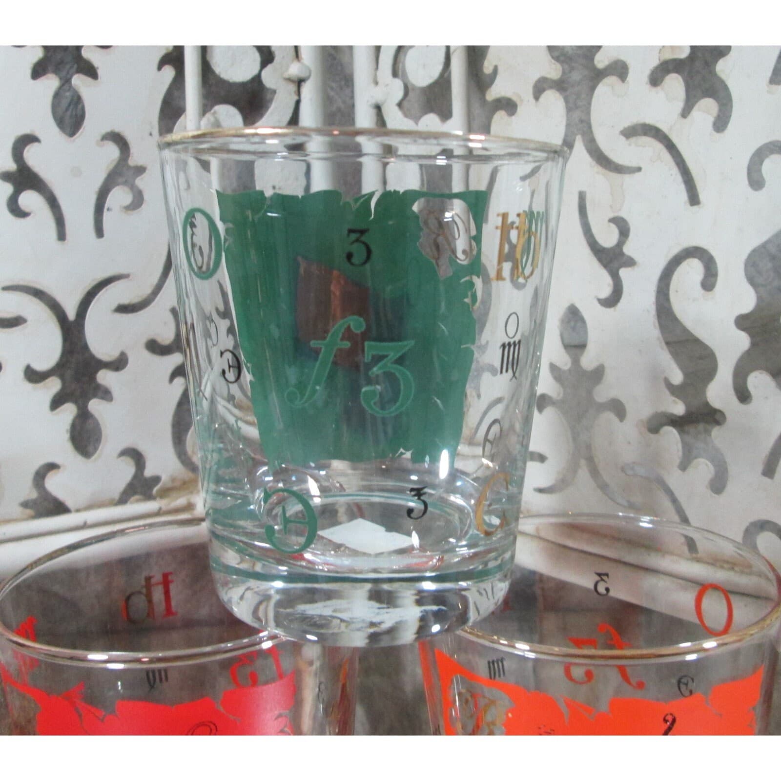 Vintage Libbey Mid Century Rx Alchemy Symbol Highball Drinking Glasses - Thumbnail 2