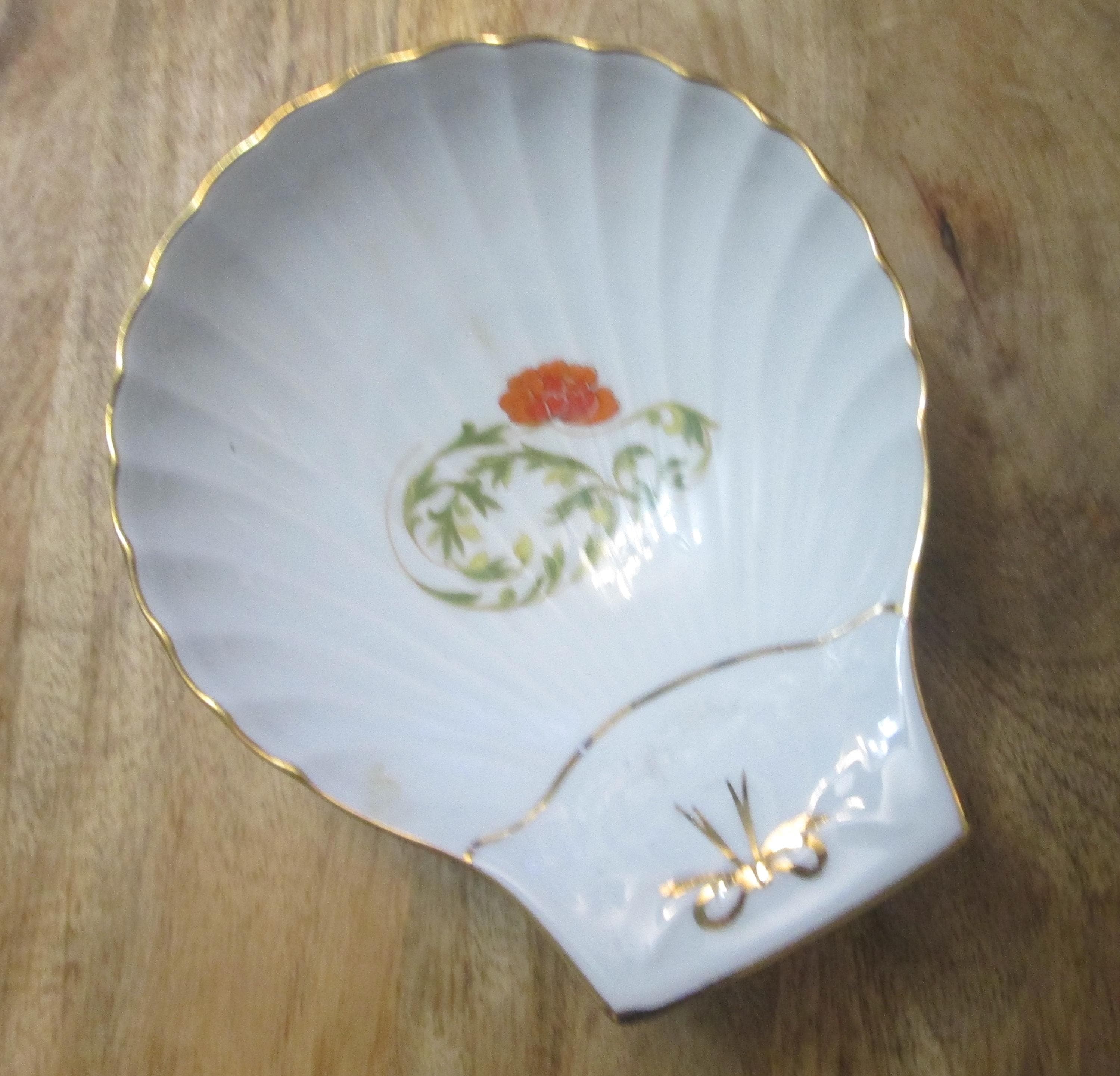 Vintage Lourioux France Le Faune Floral Ice Cream Shell Dish