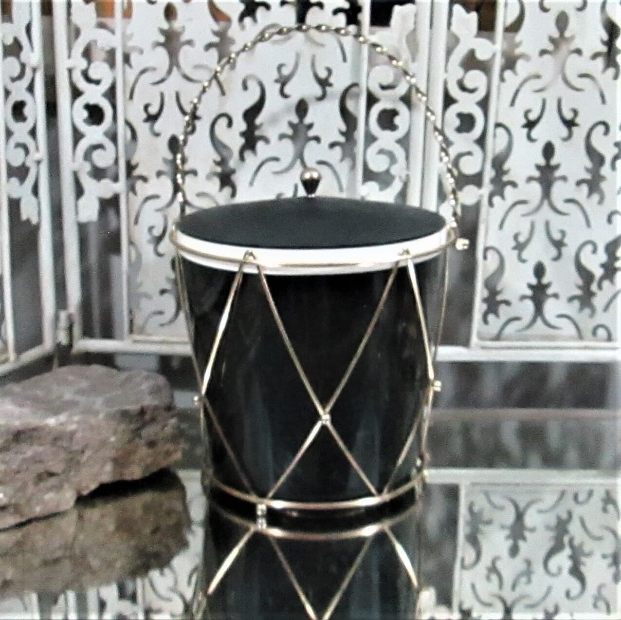 Vintage 1960's Metal Cage Black Ice Bucket