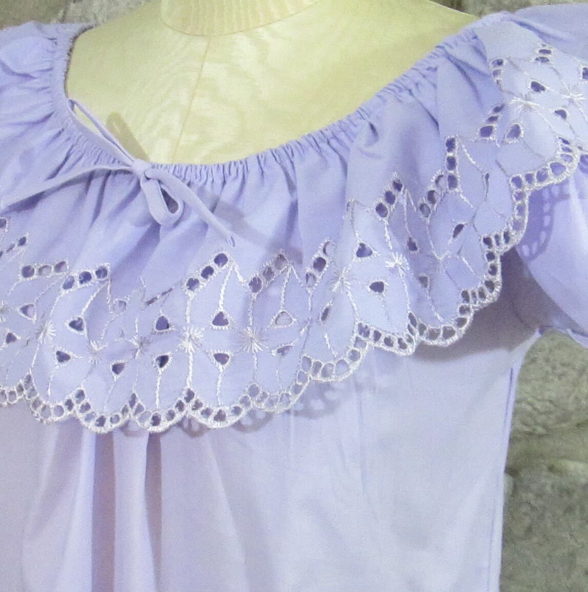 Vintage 70's Eyelet Peasant Blouse - Thumbnail 2