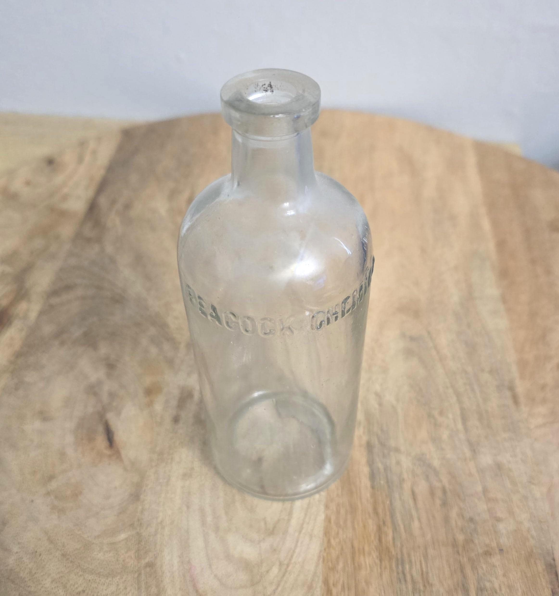 Vintage Peacock Chemical Glass Bottle - Thumbnail 3