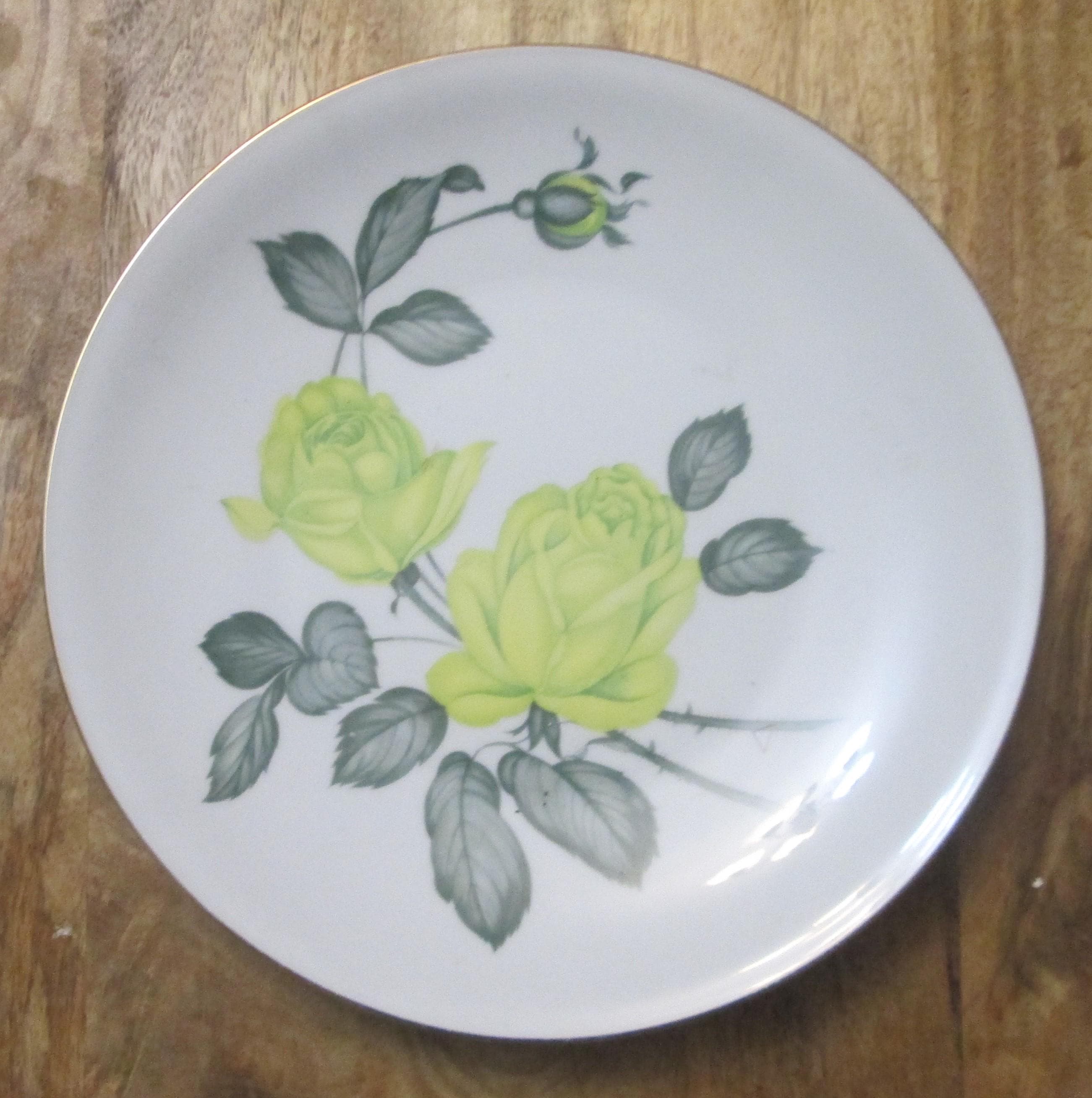 Vintage Heinrich Bavaria Yellow Rose Plate