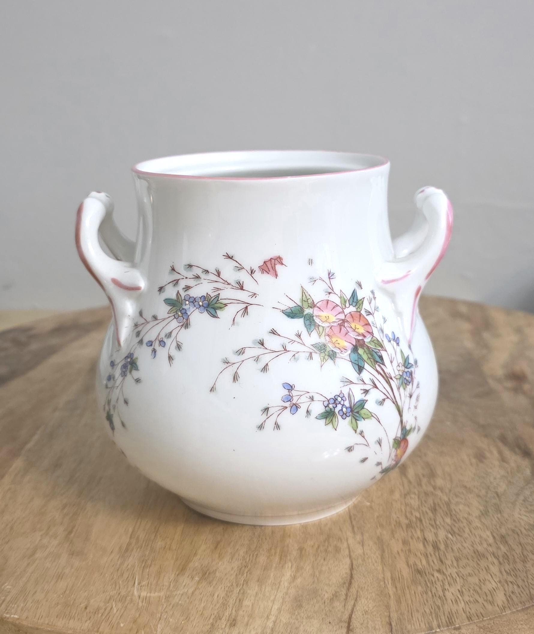 Antique Stoneware Pretty Floral Country Cottage Pot - Thumbnail 3