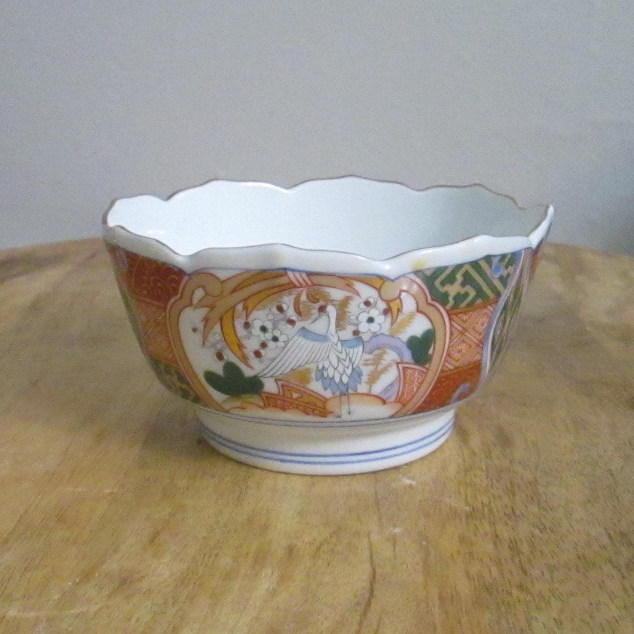 Vintage Japanese Stork Imari Style Rice Bowl