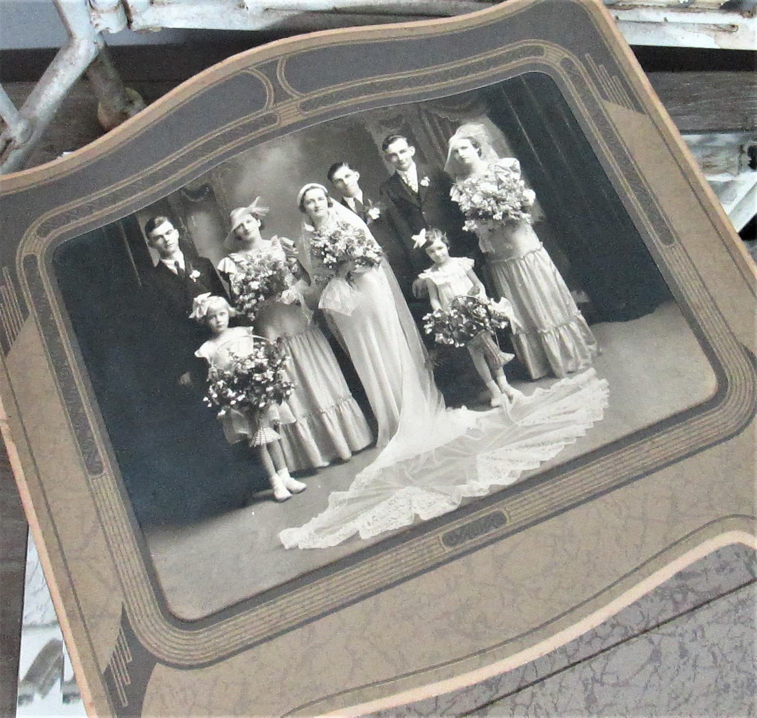 Vintage 1930's Gelatin Print Wedding Photo