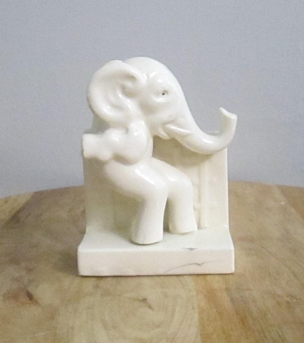 Vintage White Elephant Book End