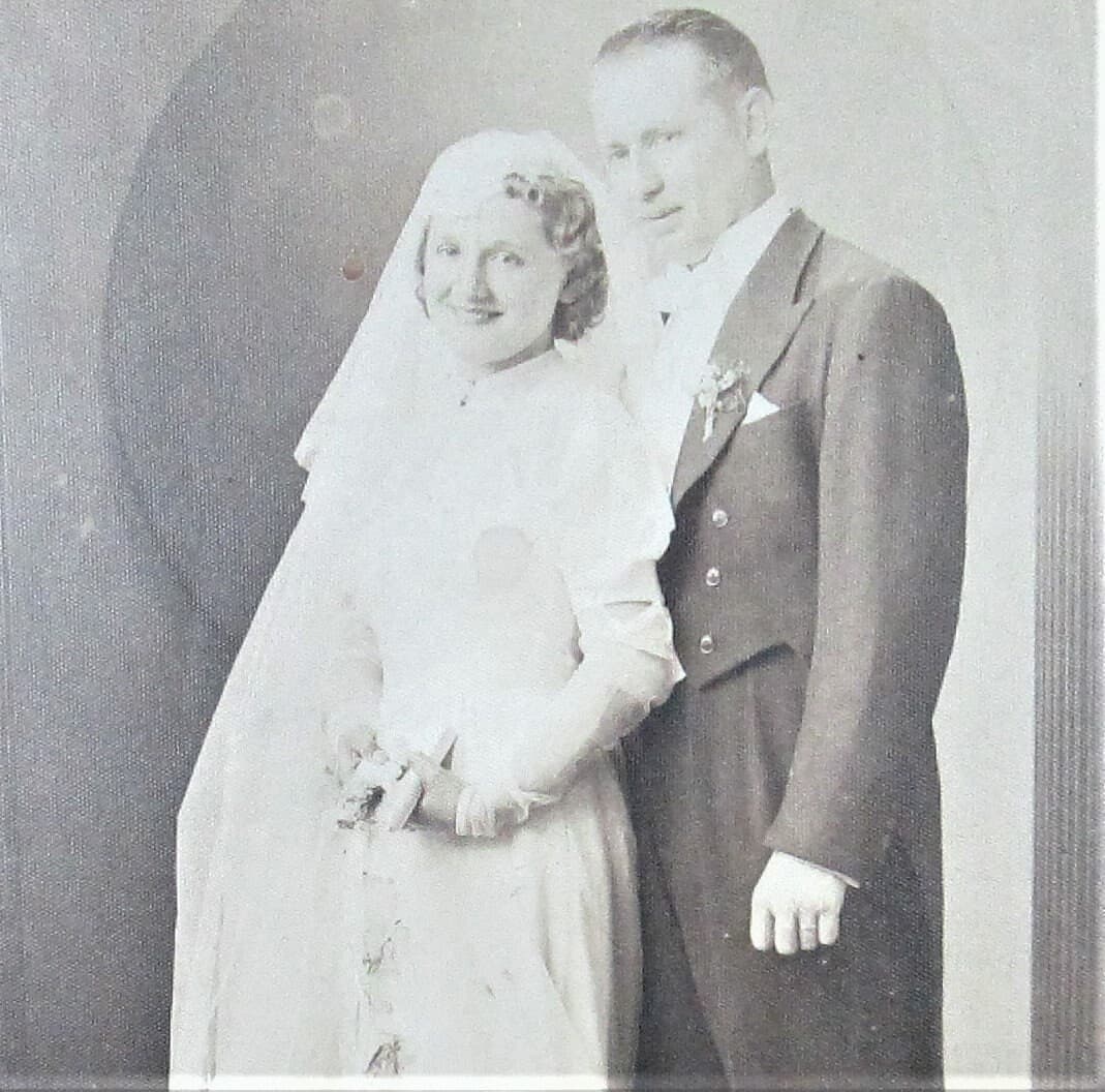 Vintage 1930's Wedding Sepia Print Photo Edward Fox Studio Chicago - Thumbnail 2