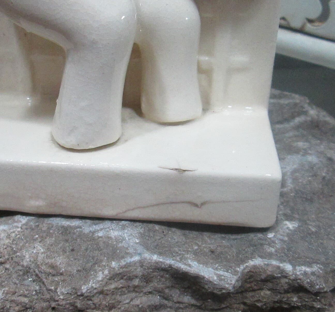 Vintage White Elephant Book End - Thumbnail 3