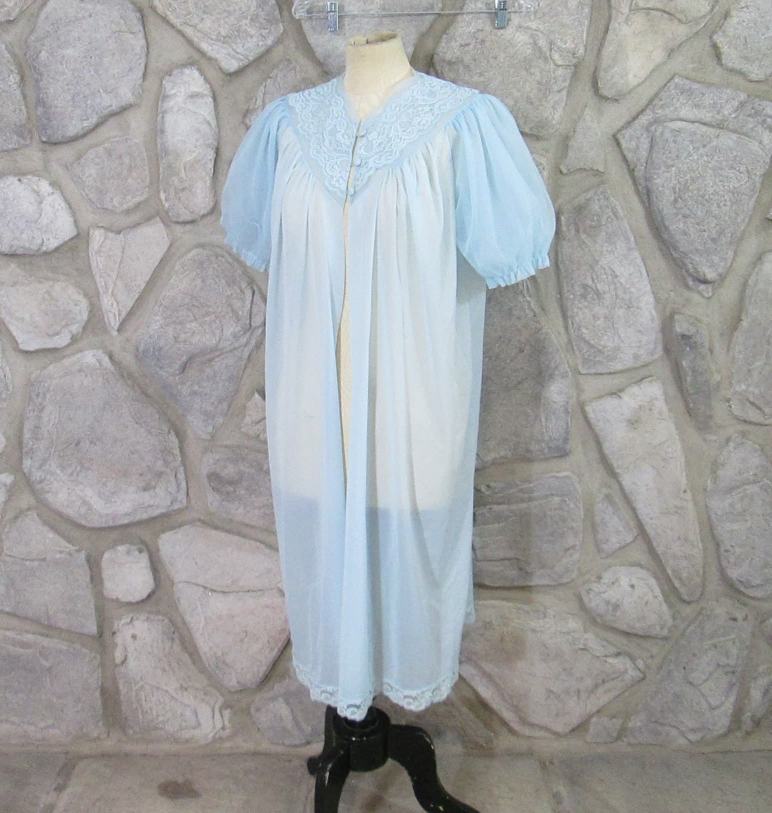 Vintage Vanity Fair 1960's Baby Blue Negligee Robe