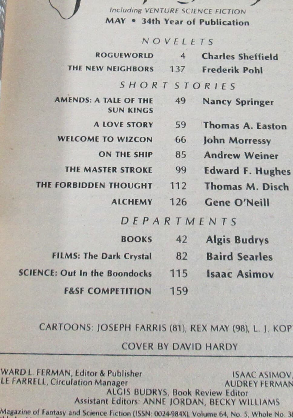 Vintage Issue Magazine of Fantasy & Science Fiction May 1983 - Thumbnail 2