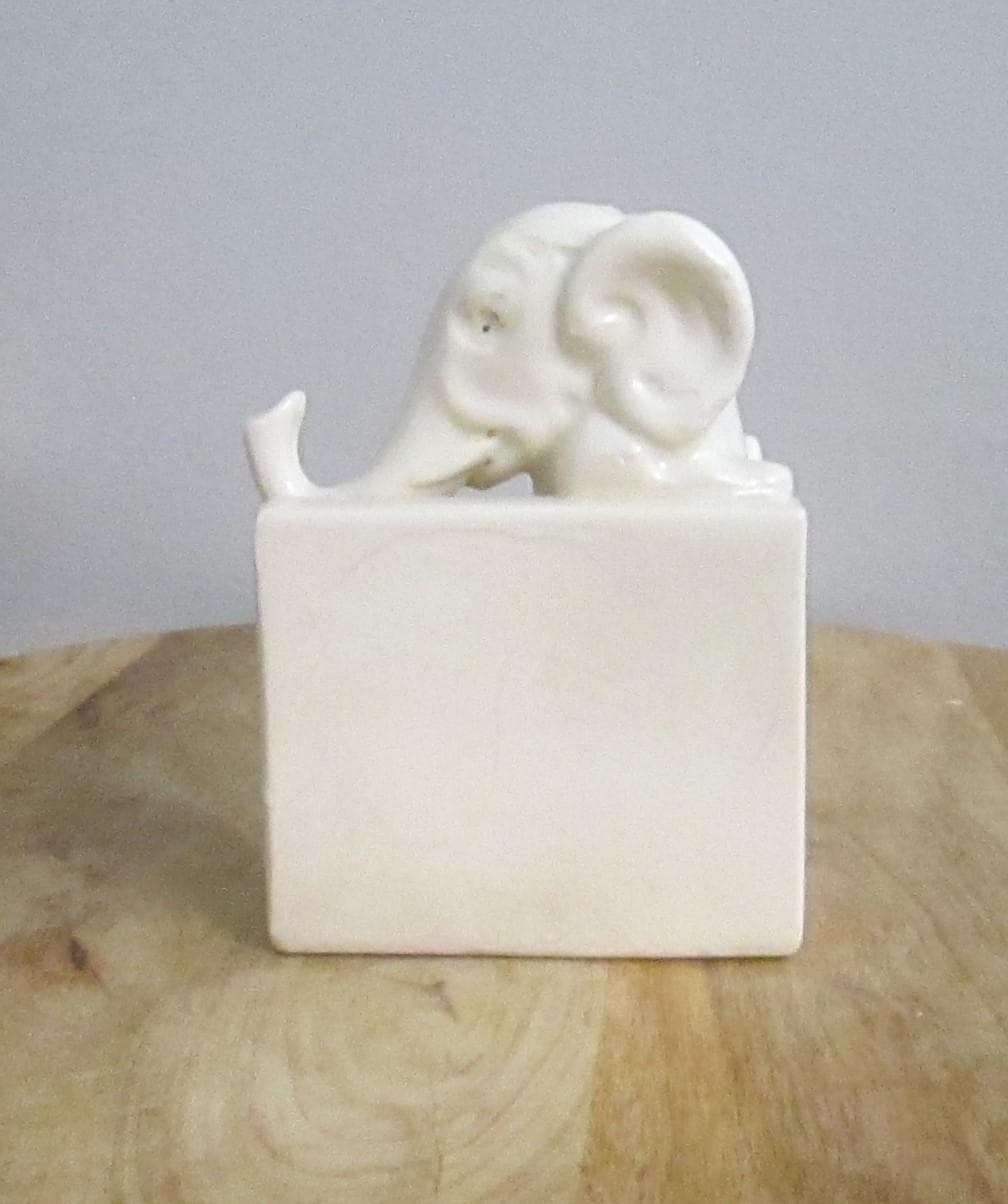 Vintage White Elephant Book End - Thumbnail 2