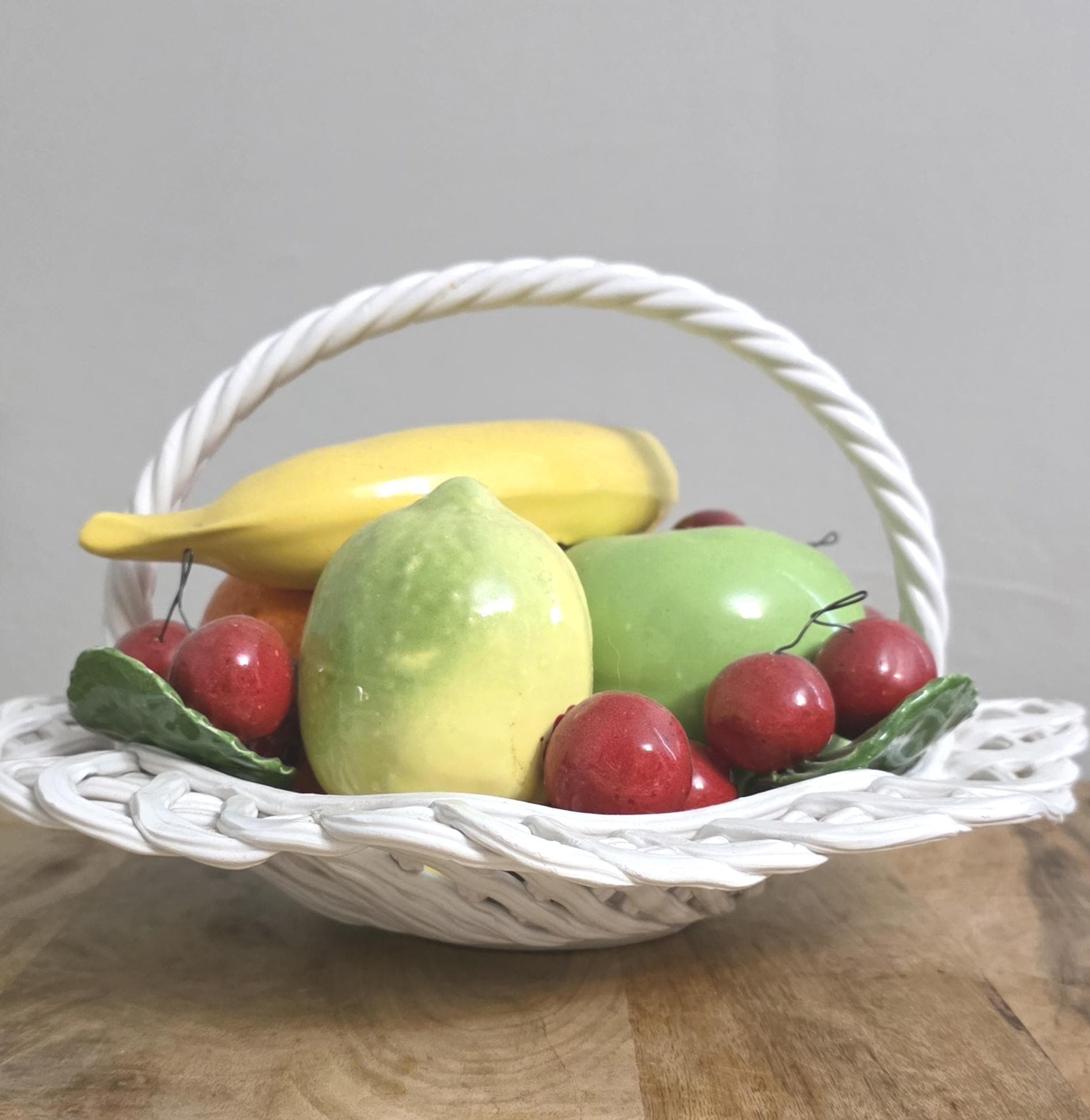 Vintage Bassano Italian Pottery Fruit Basket Table Centerpiece - Thumbnail 4