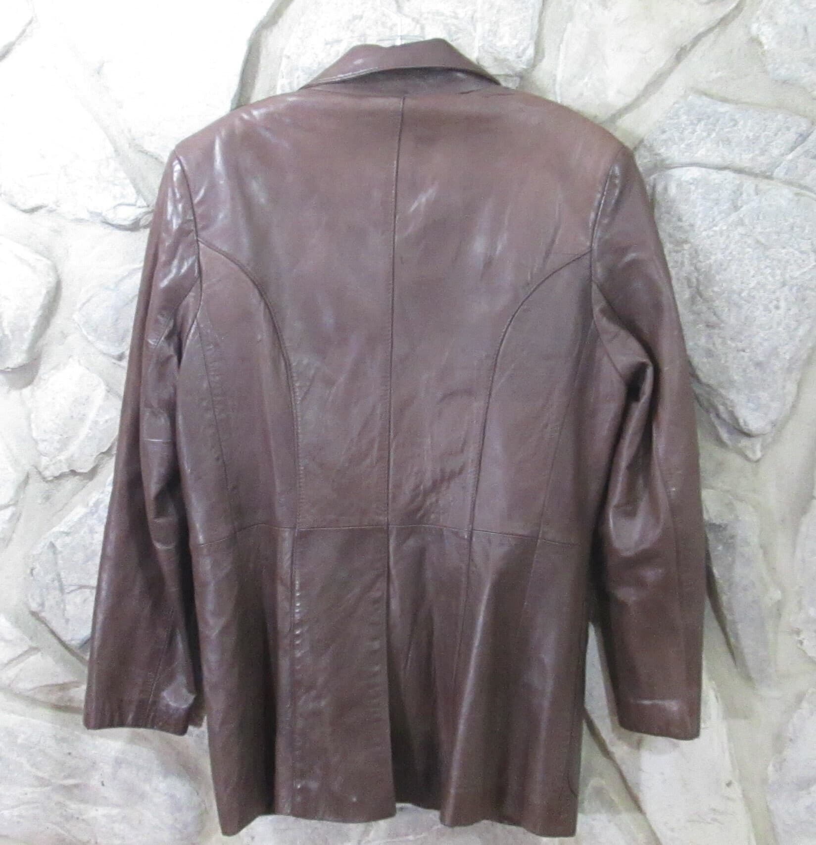 Vintage 1970's Brown Leather Jacket - Thumbnail 2