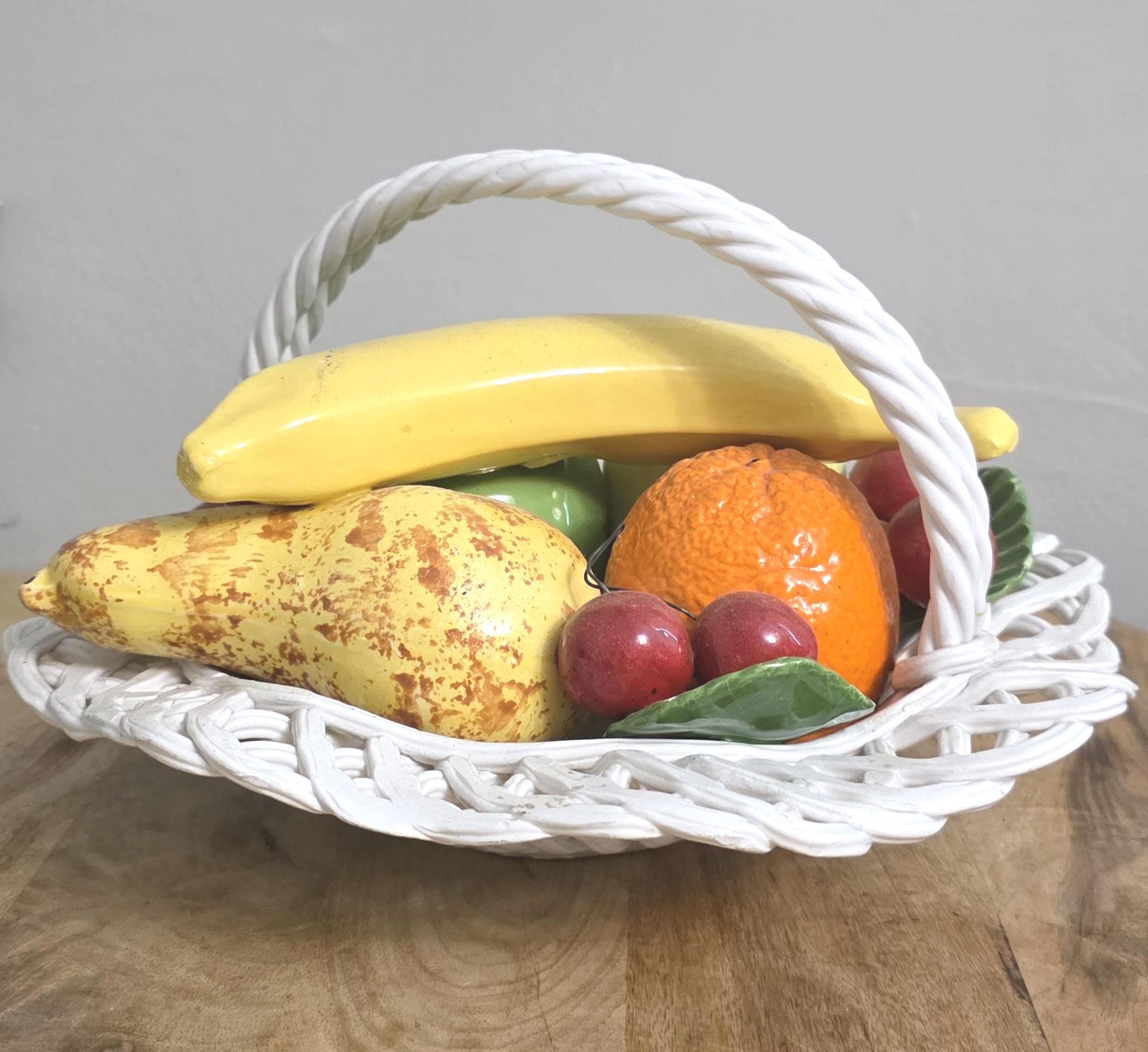 Vintage Bassano Italian Pottery Fruit Basket Table Centerpiece - Thumbnail 5