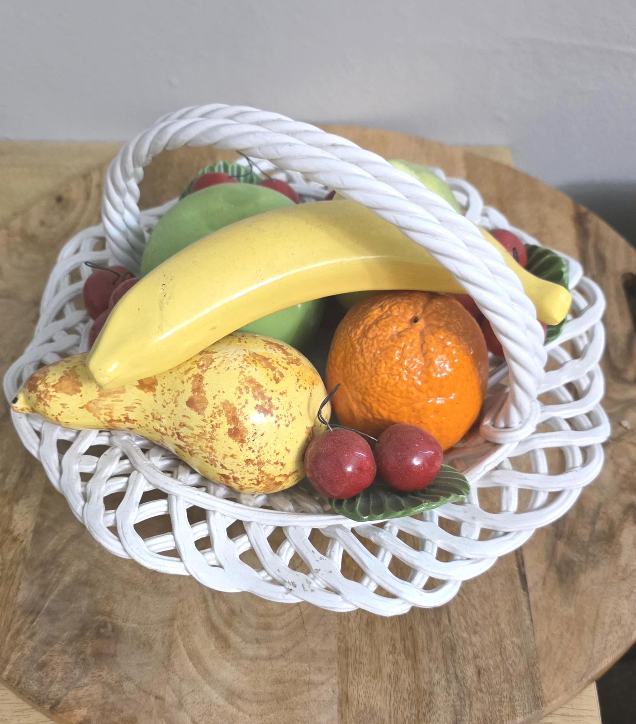 Vintage Bassano Italian Pottery Fruit Basket Table Centerpiece - Thumbnail 2