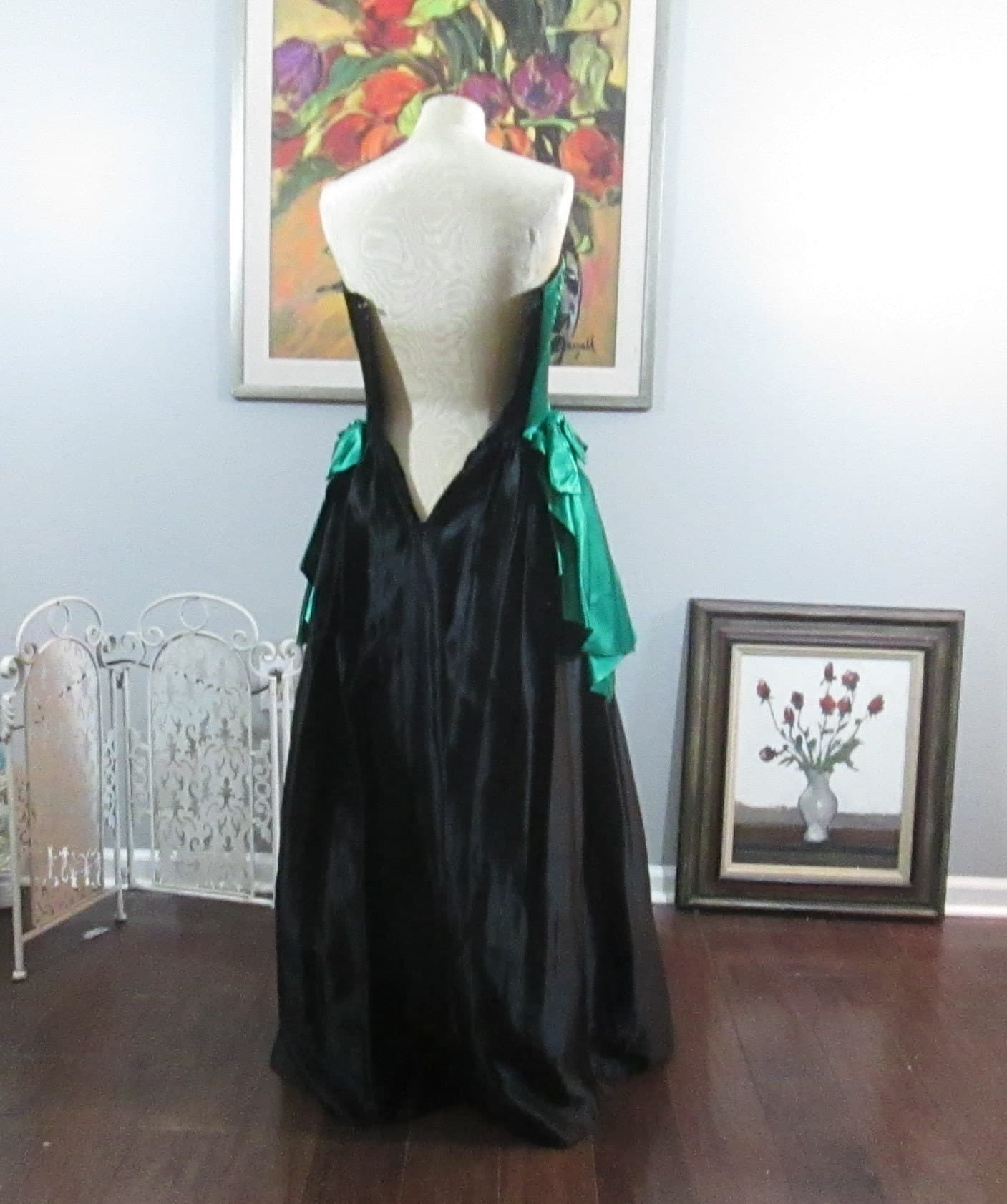 Vintage 1980's Jessica McClintock Prom Dress, XXS Juniors Size - Thumbnail 3