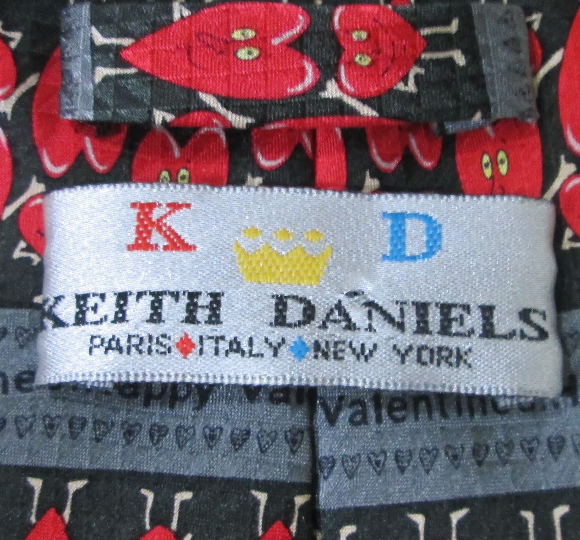 Vintage Keith Daniels Happy Valentine's Day Silk Tie - Thumbnail 2