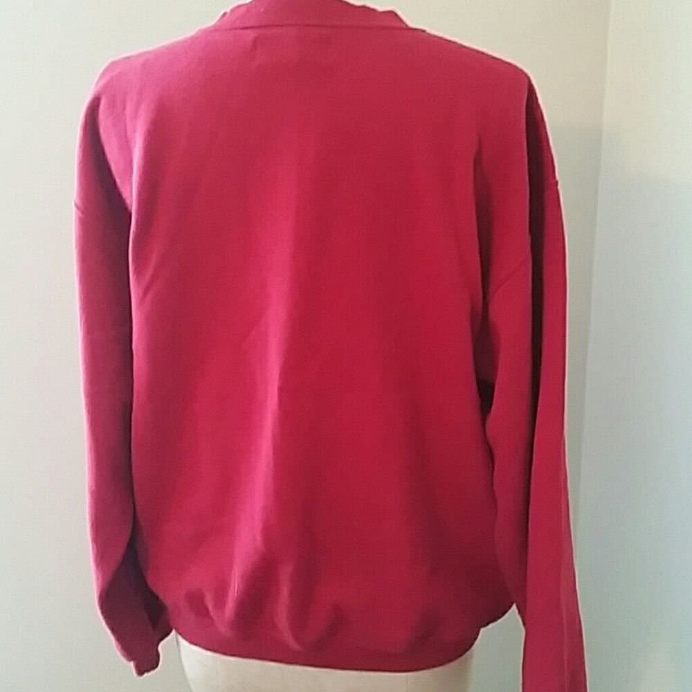 Vintage Paris Sweatshirt, Embroidered Eiffel Tower, Burgundy Estelle France - Thumbnail 3