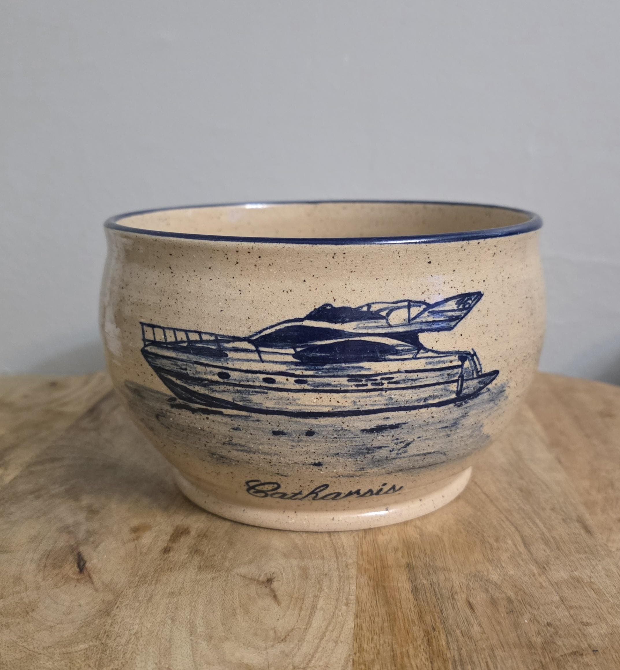 Vintage Boat Design "Catharsis" Pottery Bowl and Steins - Thumbnail 4