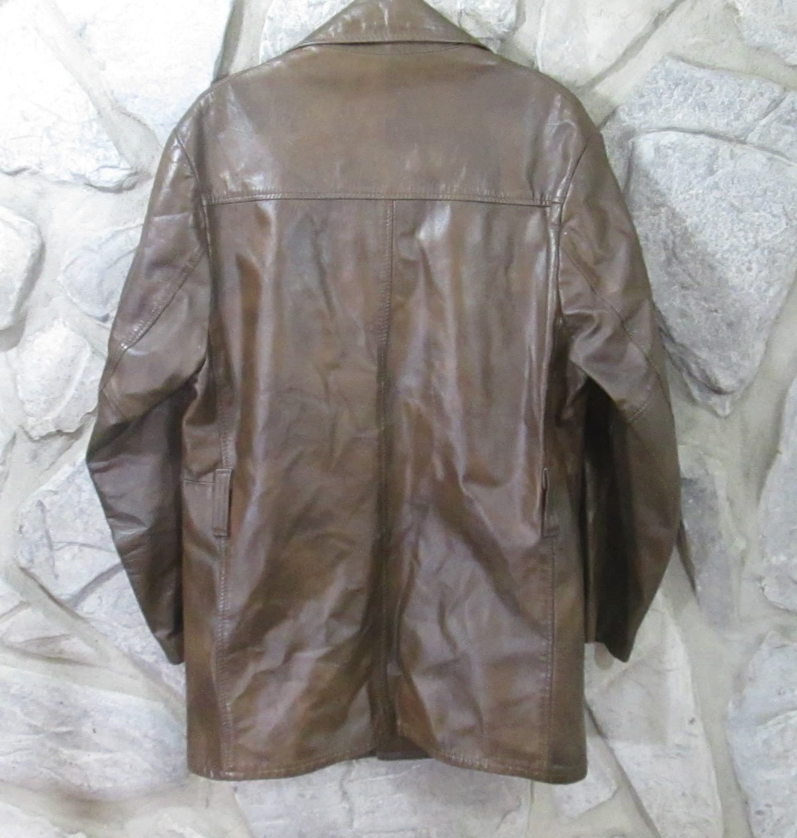 Vintage 1970's Brown Leather Jacket - Thumbnail 3
