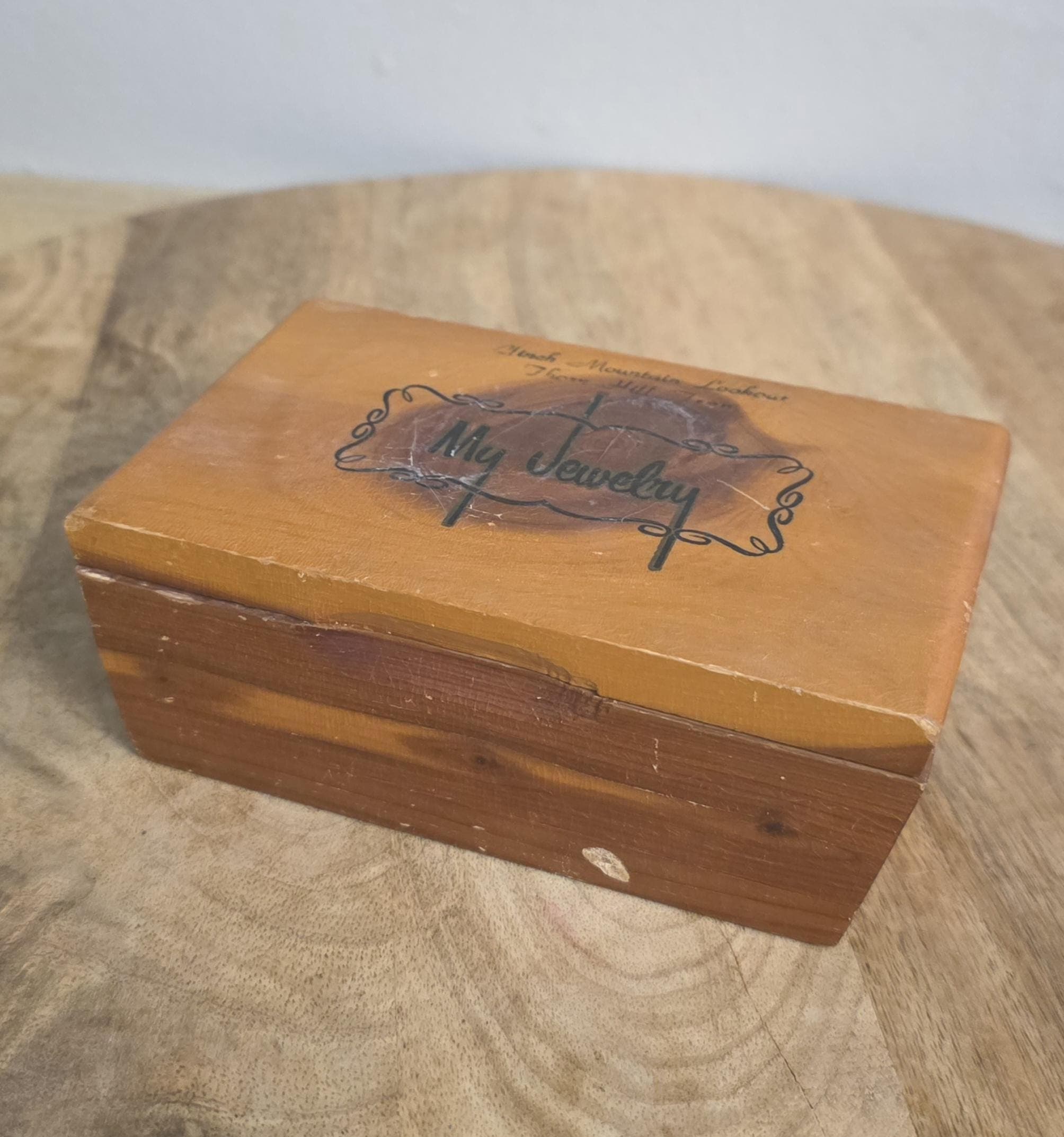 Vintage Souvenir Wooden Jewelry Box from Clinch Moutain Lookout Thorn Hill Tennessee - Thumbnail 3