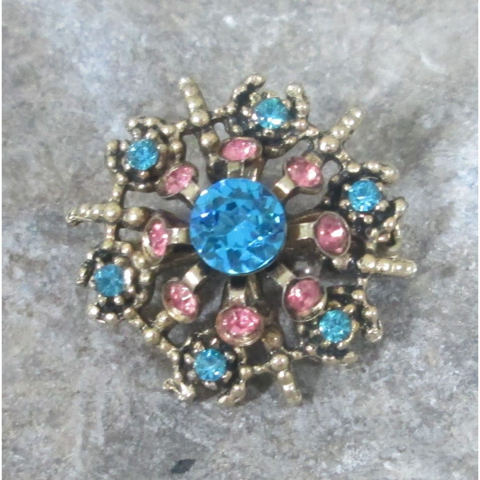 Vintage Coro Pink & Blue Brooch