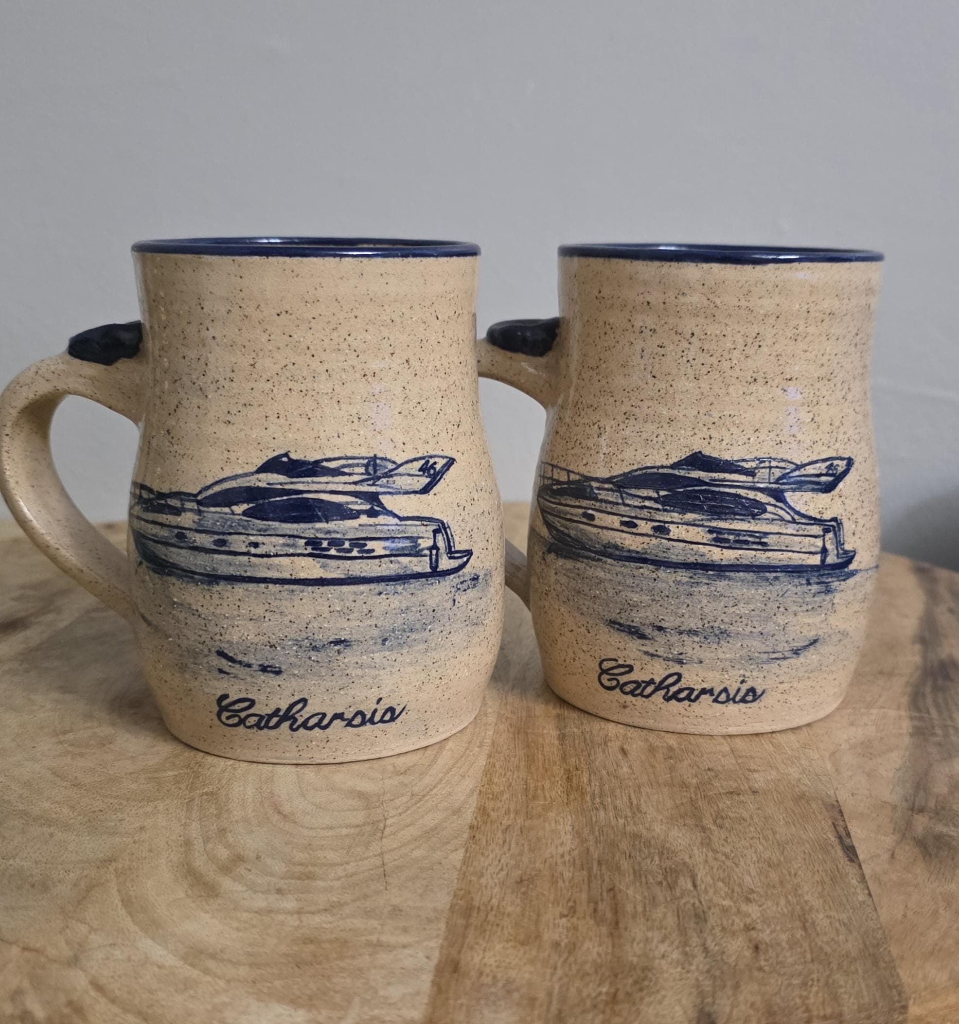 Vintage Boat Design "Catharsis" Pottery Bowl and Steins - Thumbnail 6